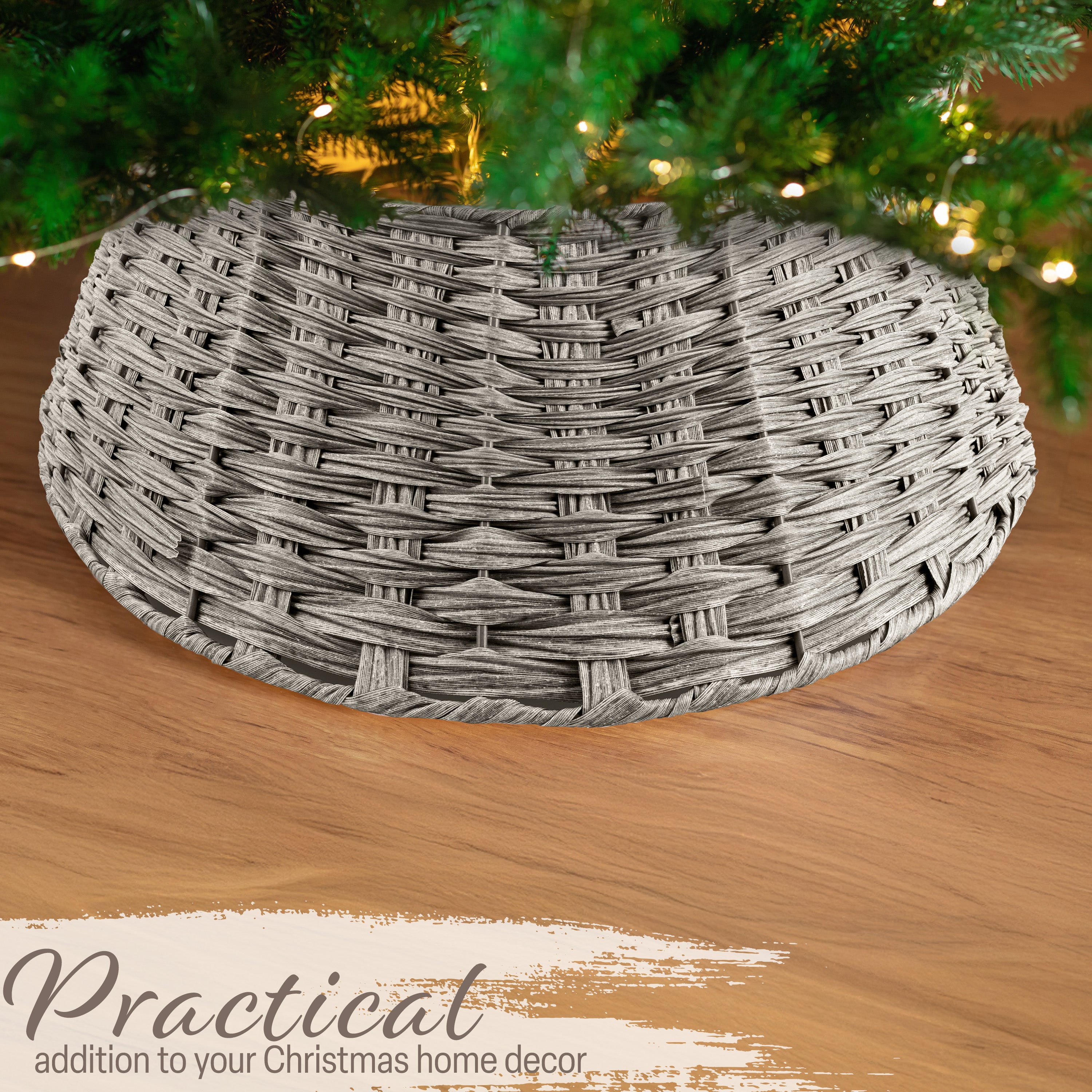 deco-express-jupe-de-sapin-gris-50-cm-cache-pied-tiss image 2