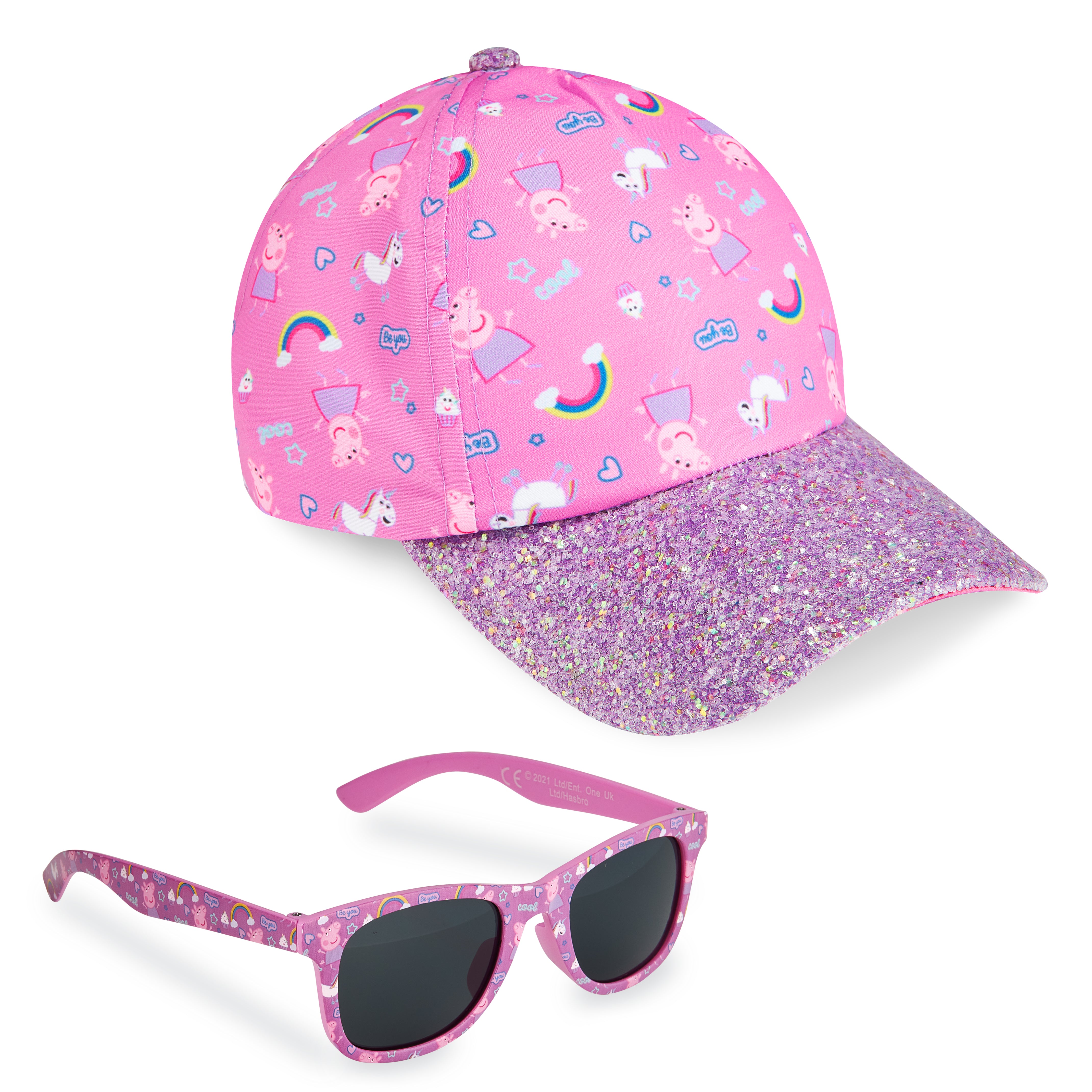 peppa-pig-casquette-et-lunettes-fille-rose-licorne-2-pi-ces image 1