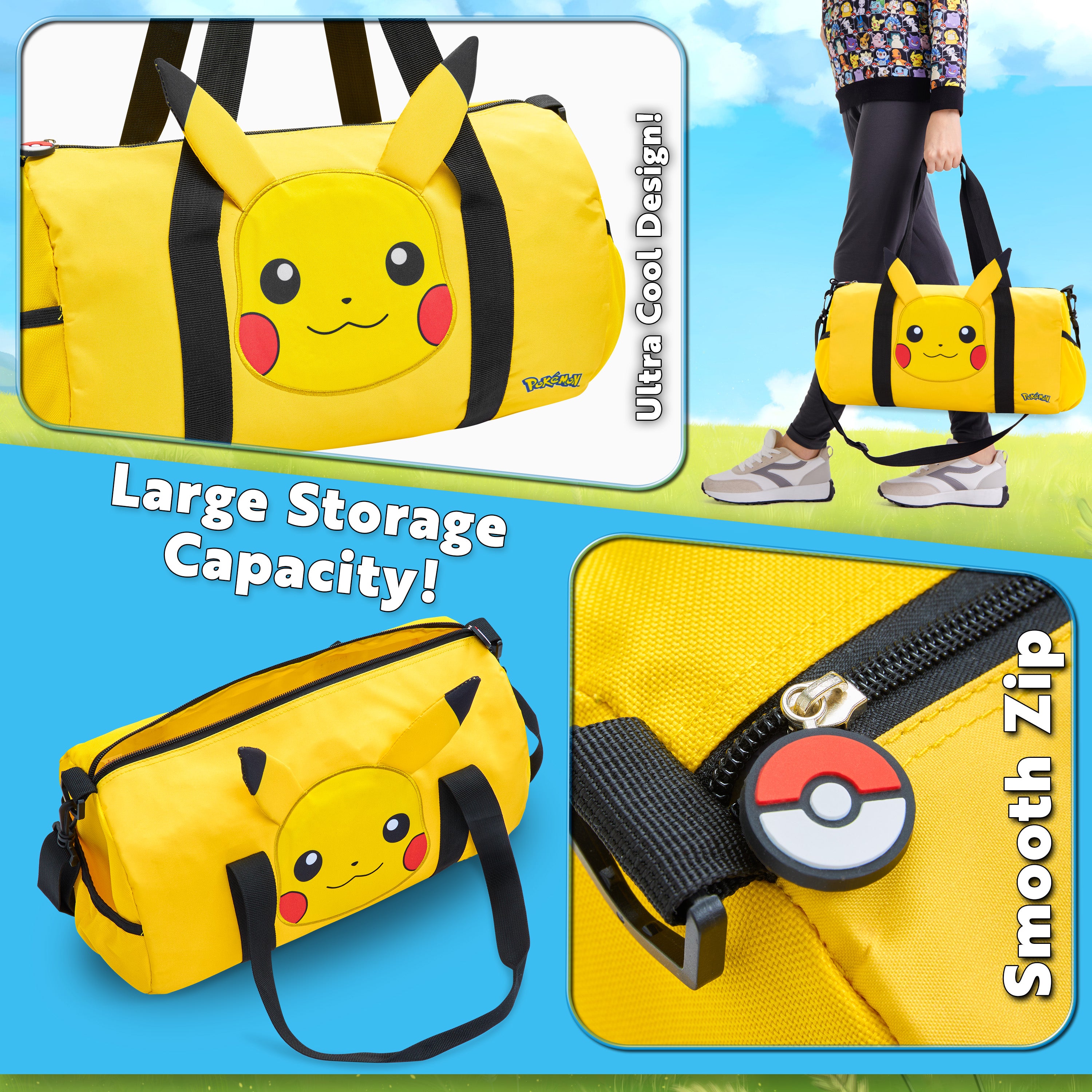 pok-mon-sac-voyage-enfant-pikachu-jaune-oreilles-3d-sport image 5