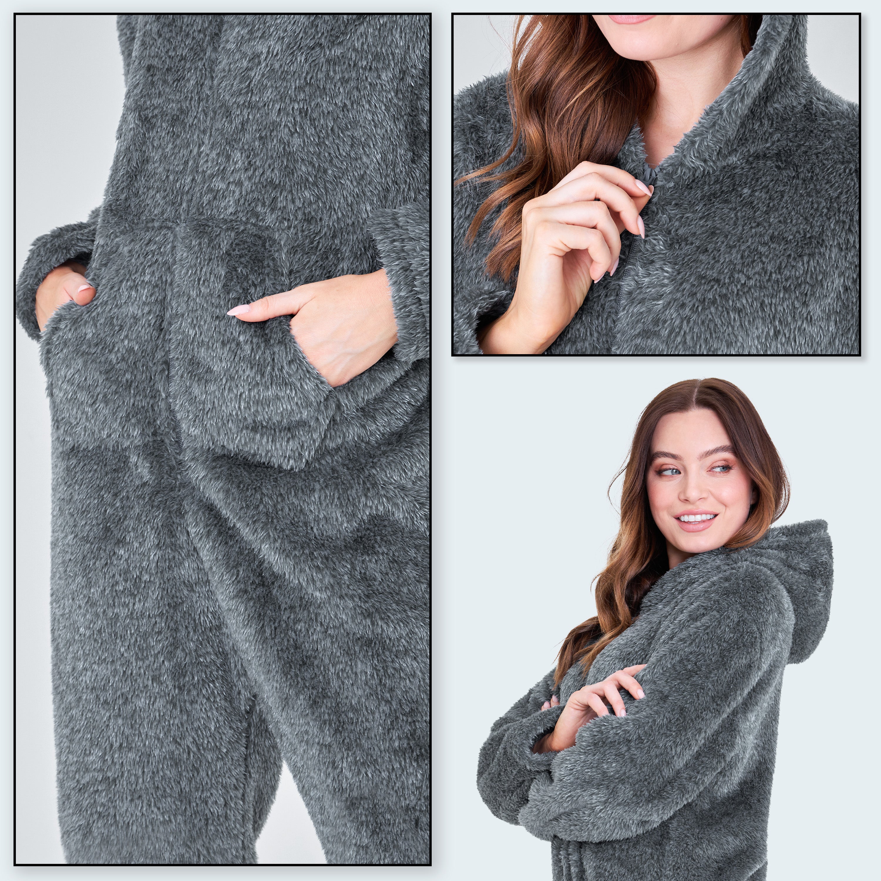 citycomfort-onesie-polaire-femme-capuche-douillette-zip image 5
