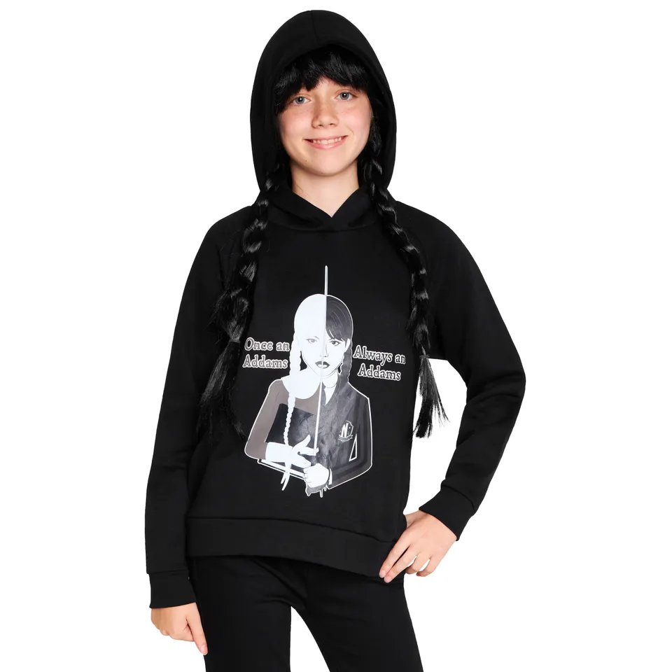 wednesday-sweat-fille-capuche-noir-addams-7-16-ans image 1