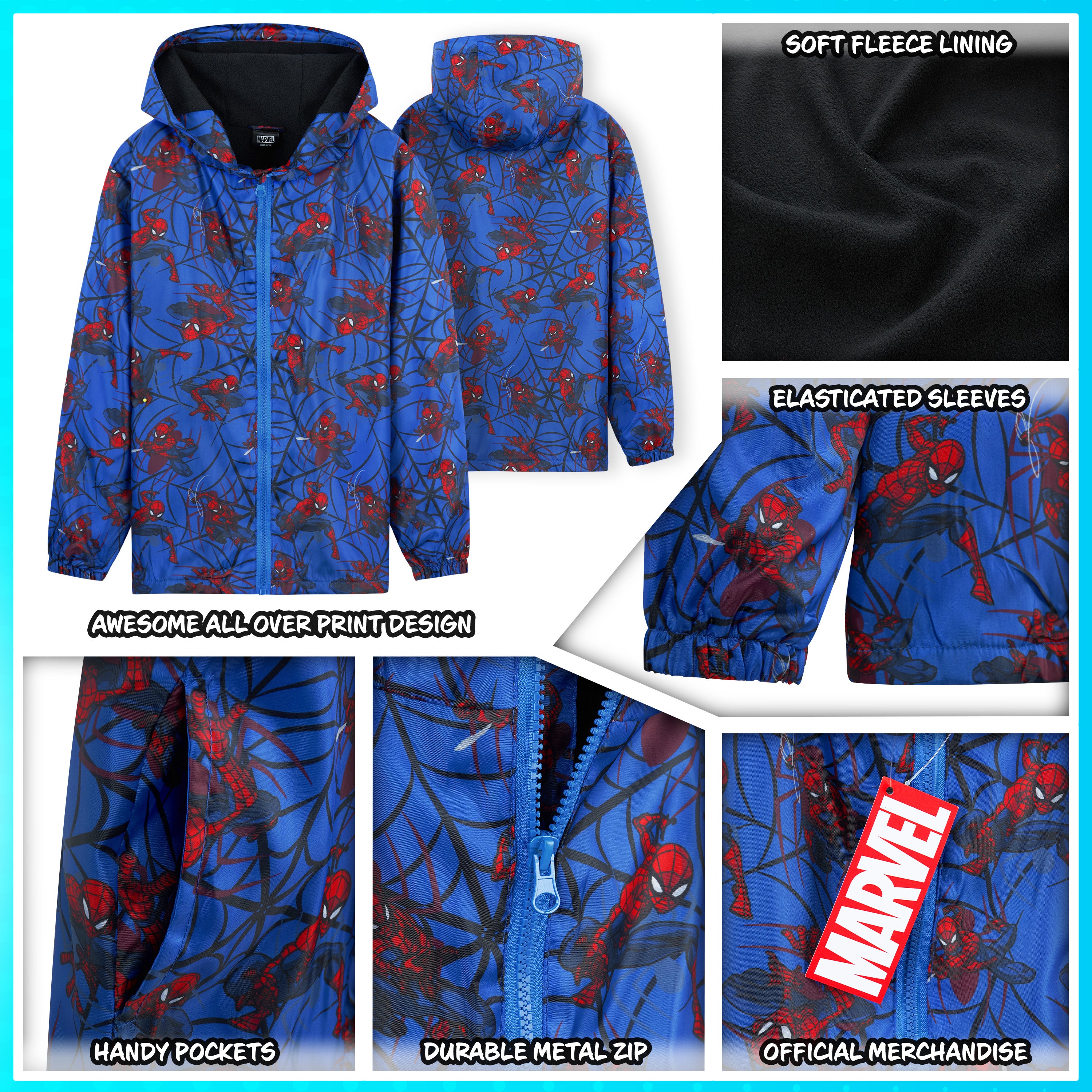 marvel-veste-imperm-able-gar-on-spiderman-5-6-ans-polaire image 5
