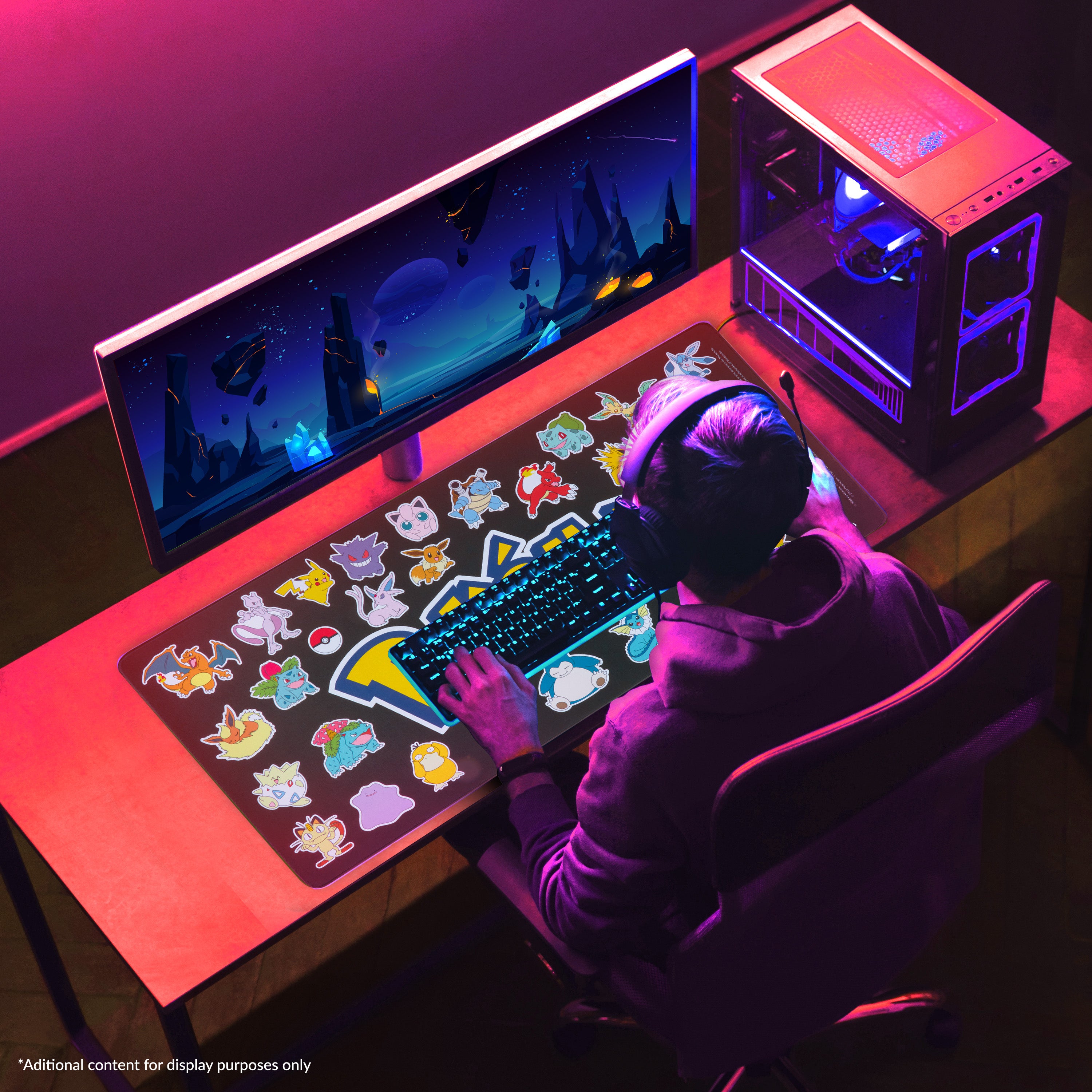 pok-mon-pikachu-tapis-souris-xxl-bureau-gaming-80x35-noir image 2
