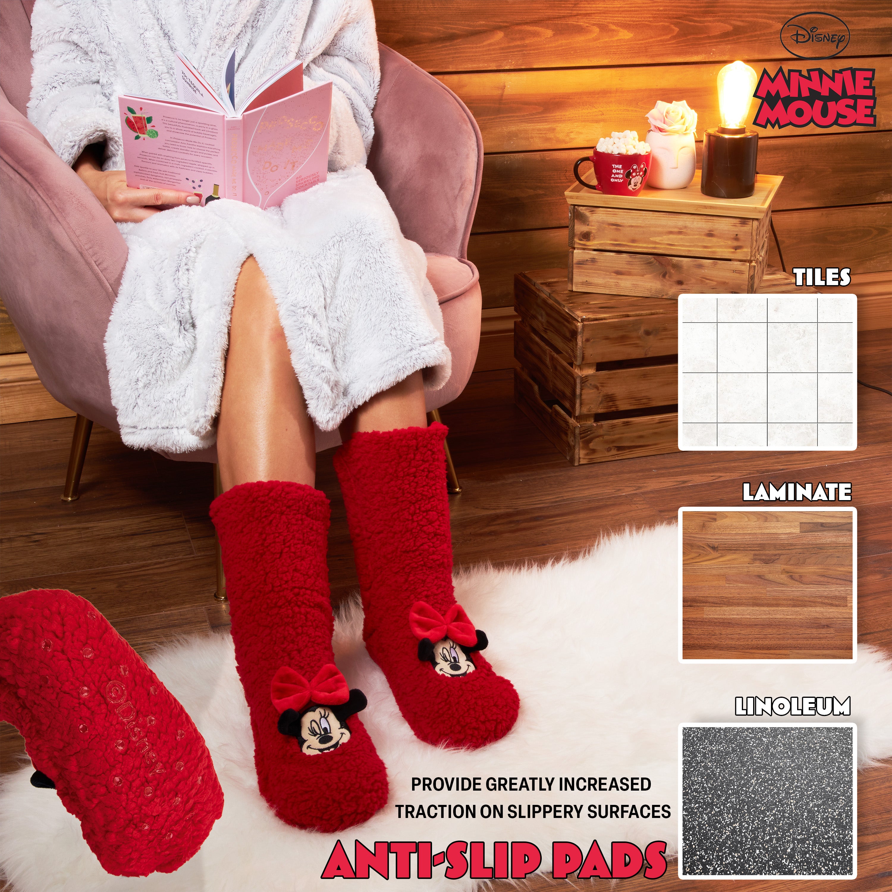 disney-minnie-chaussons-chaussettes-femme-polaire-antidlisse image 7