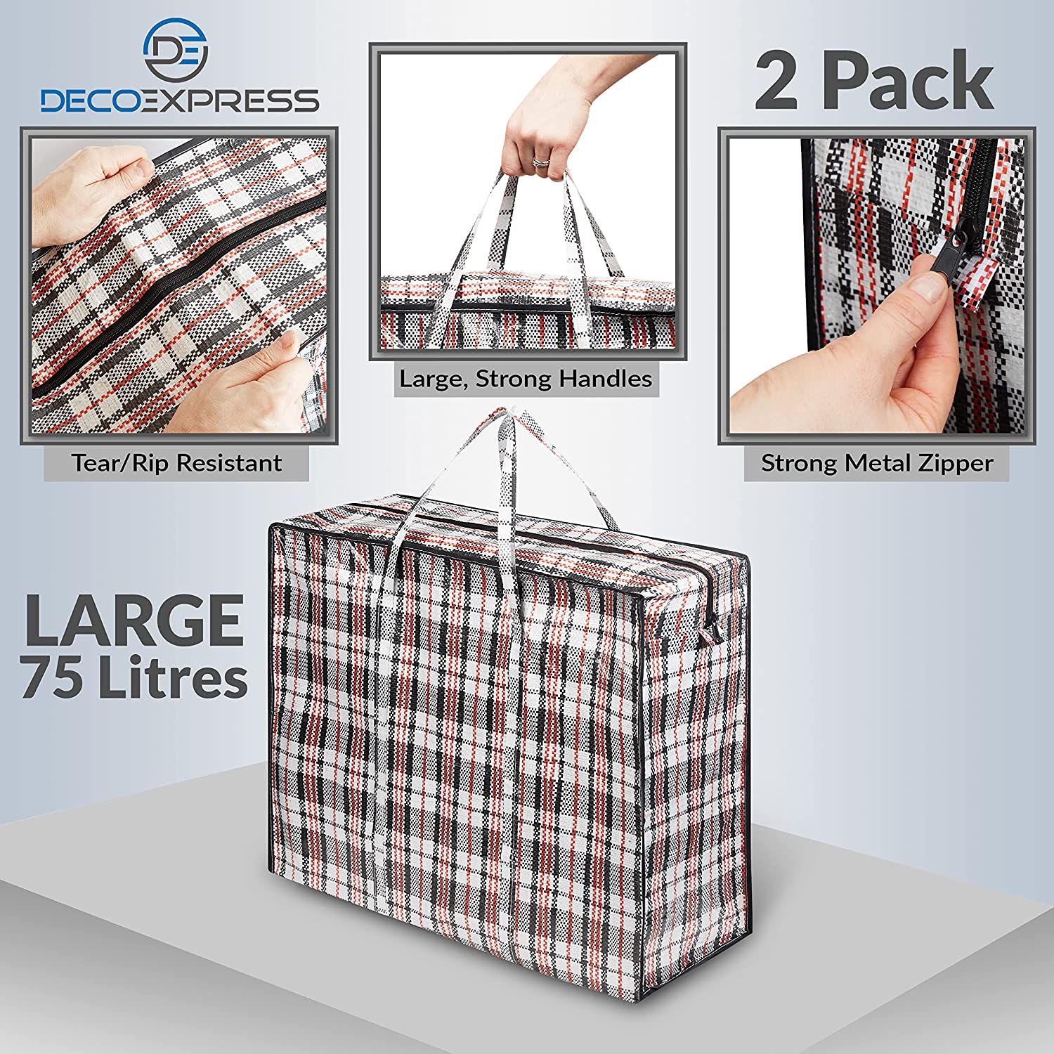 get-trend-sac-rangement-nylon-zip-lot-de-2-grande-taille image 2