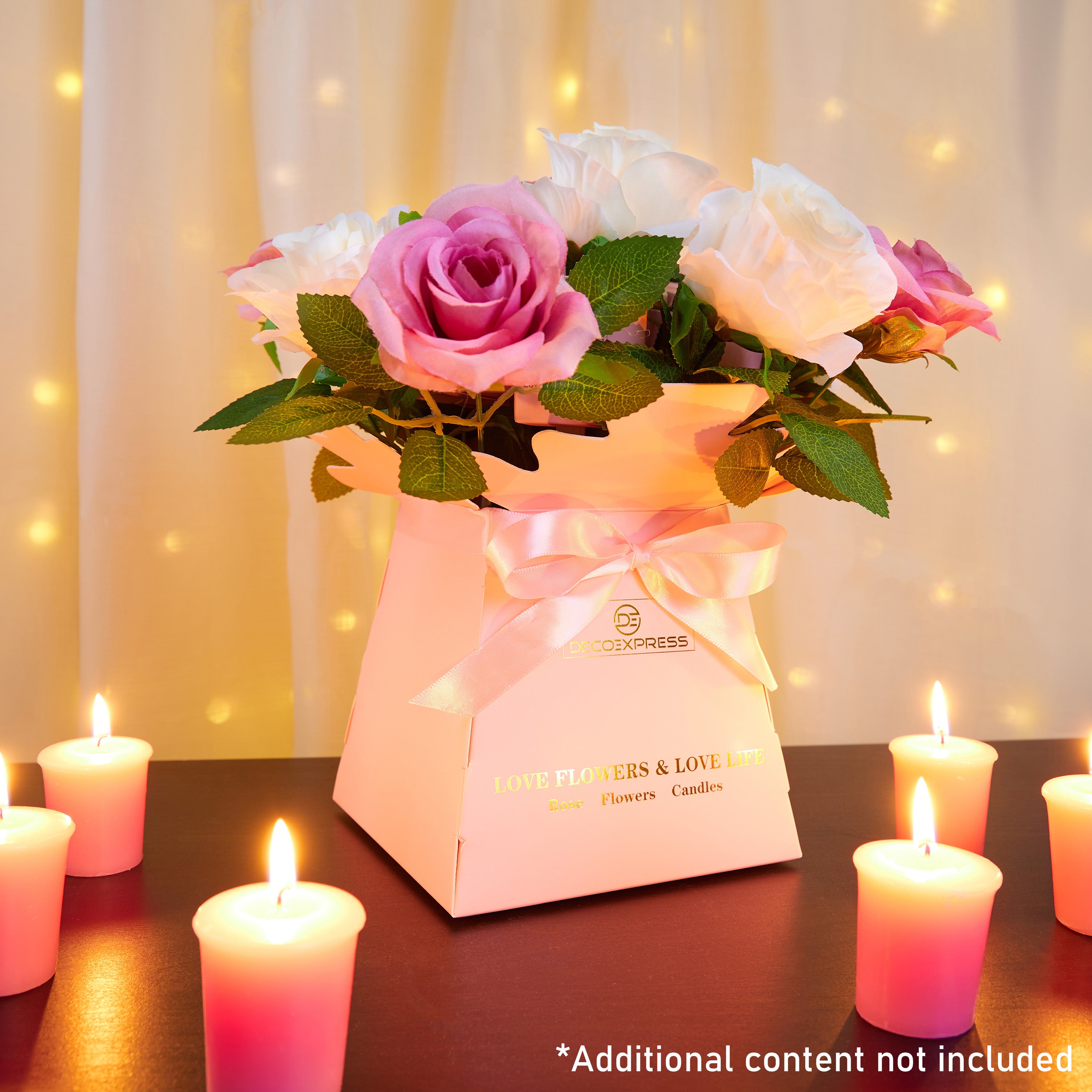deco-express-coffret-bouquet-roses-bougies-rose image 2