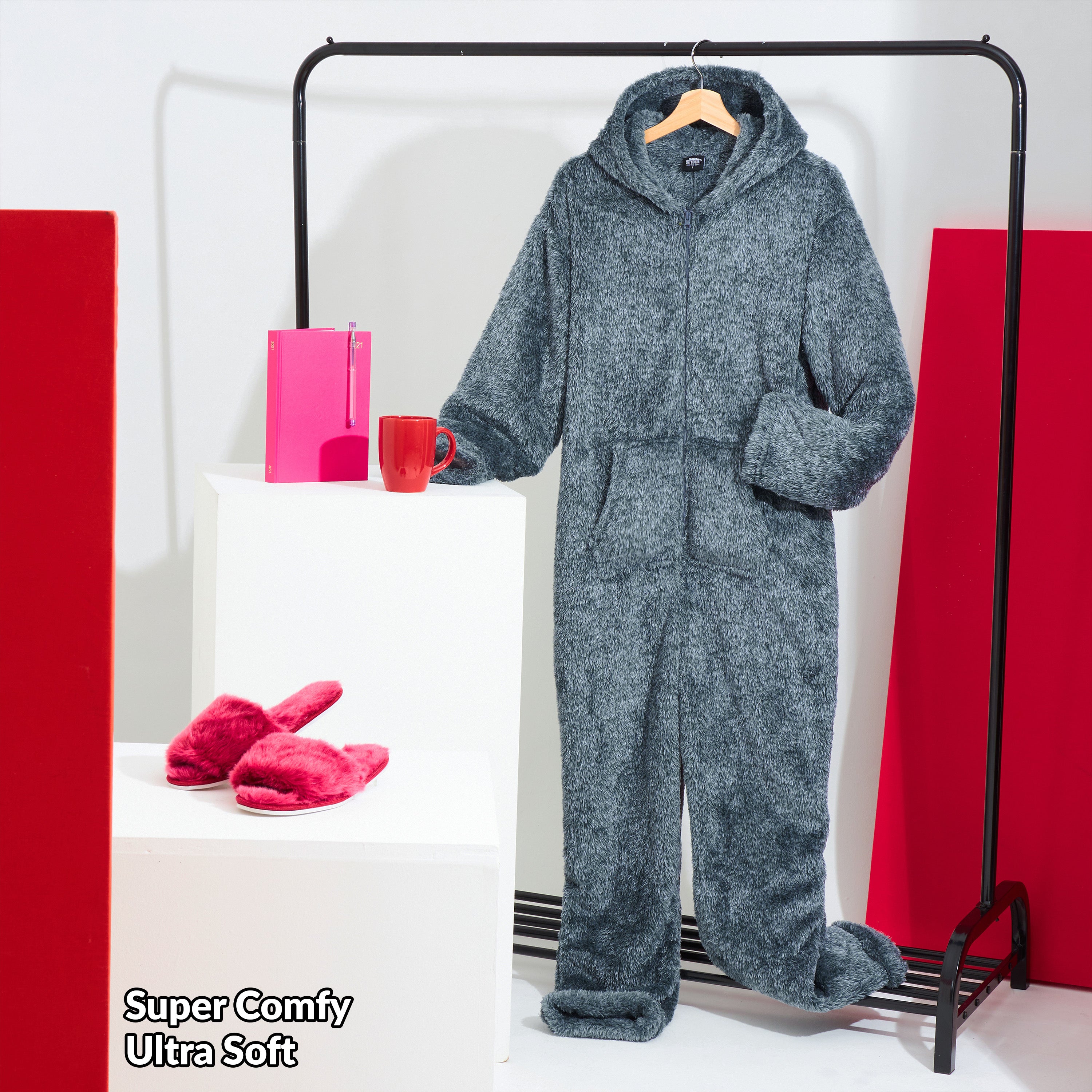 citycomfort-onesie-polaire-femme-capuche-douillette-zip image 2