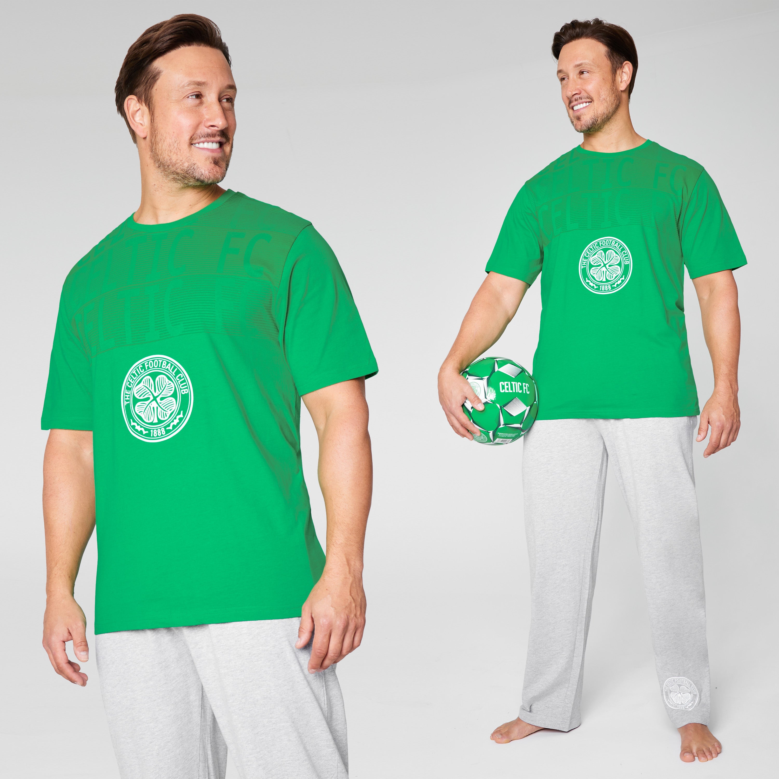 celtic-fc-pyjama-homme-coton-vert-gris-manches-courtes image 2