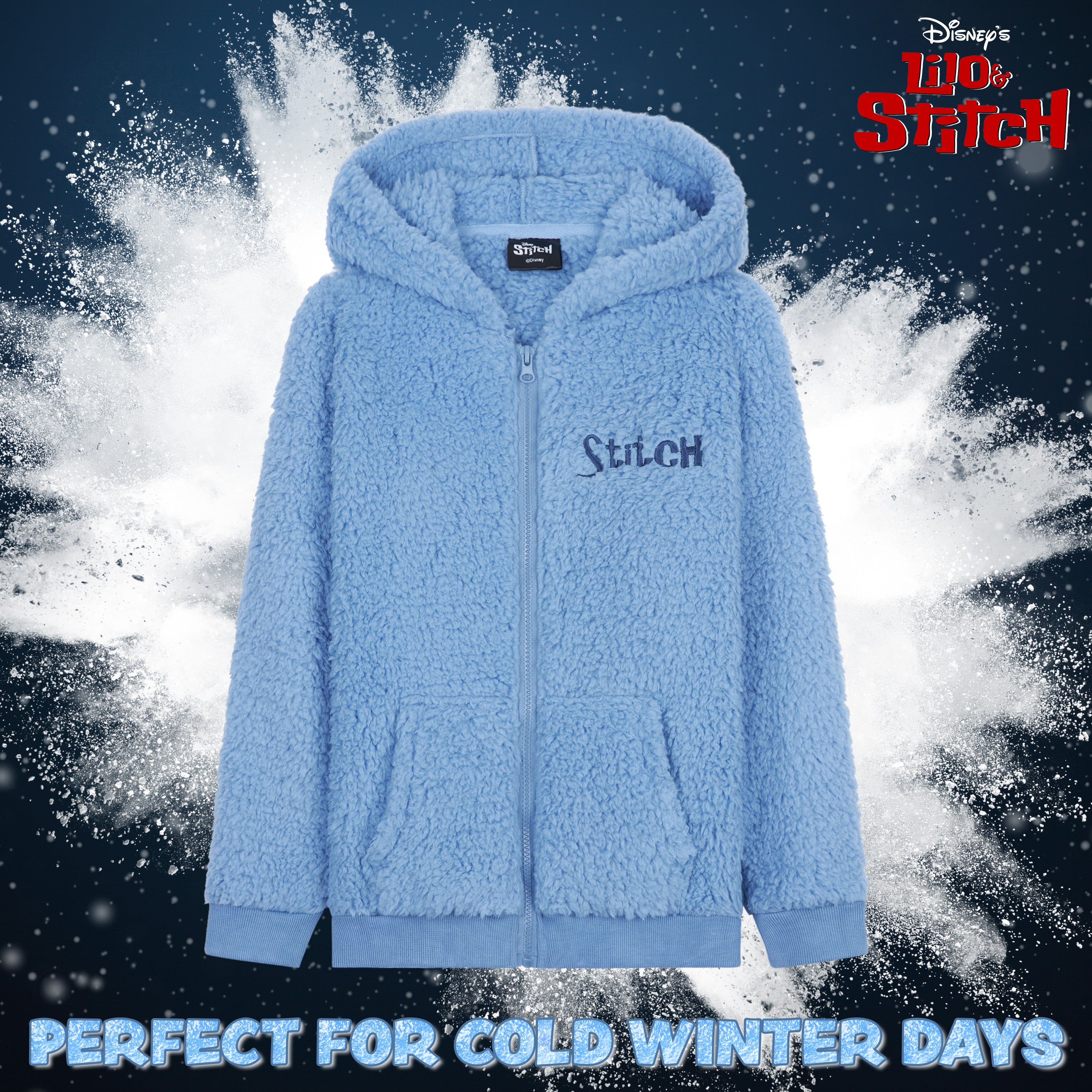 get-trend-girls-hoodie-stitch-sherpa-zip-fille-polaire-bleue image 2