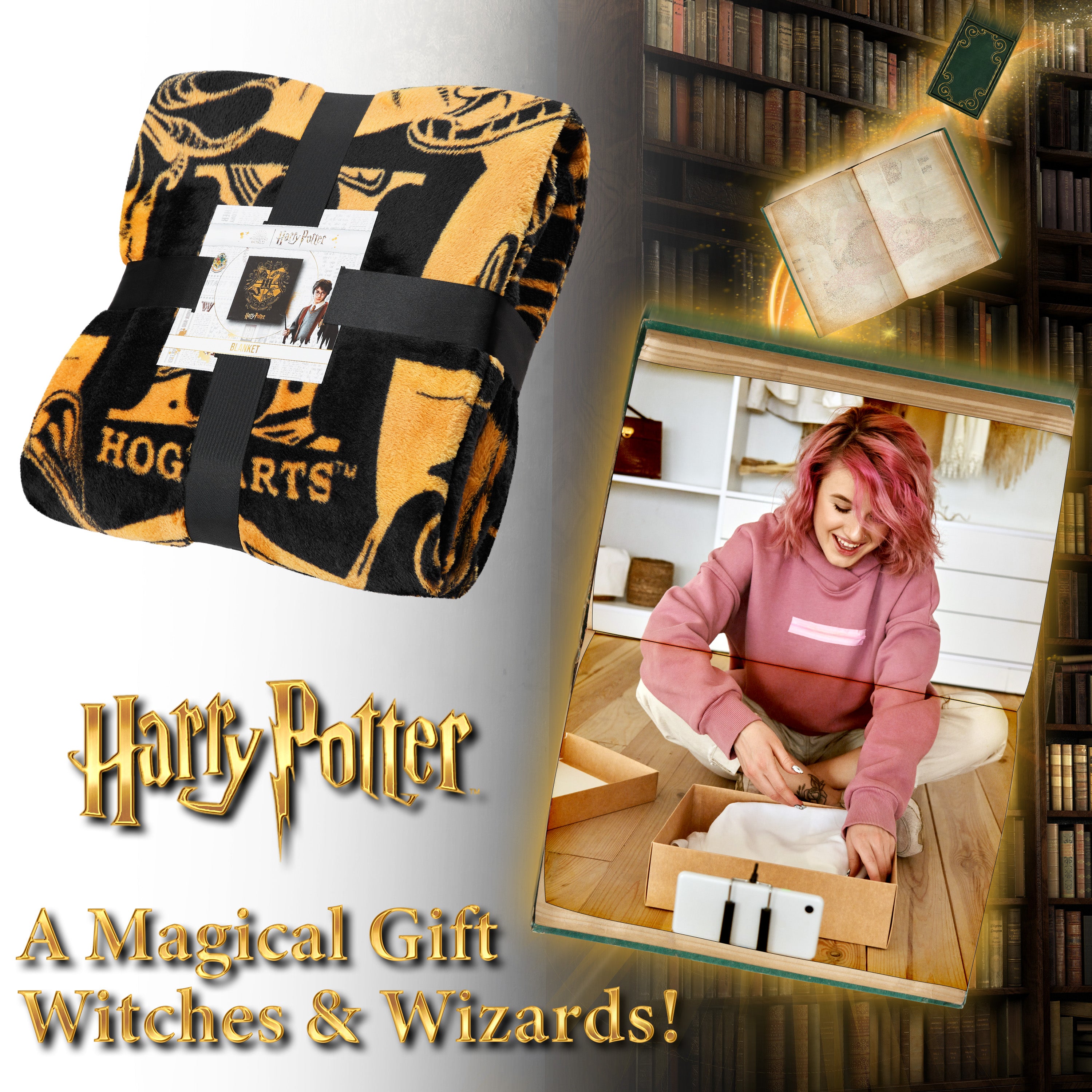 harry-potter-plaid-polaire-hogwarts-noir-150x130-cm image 3