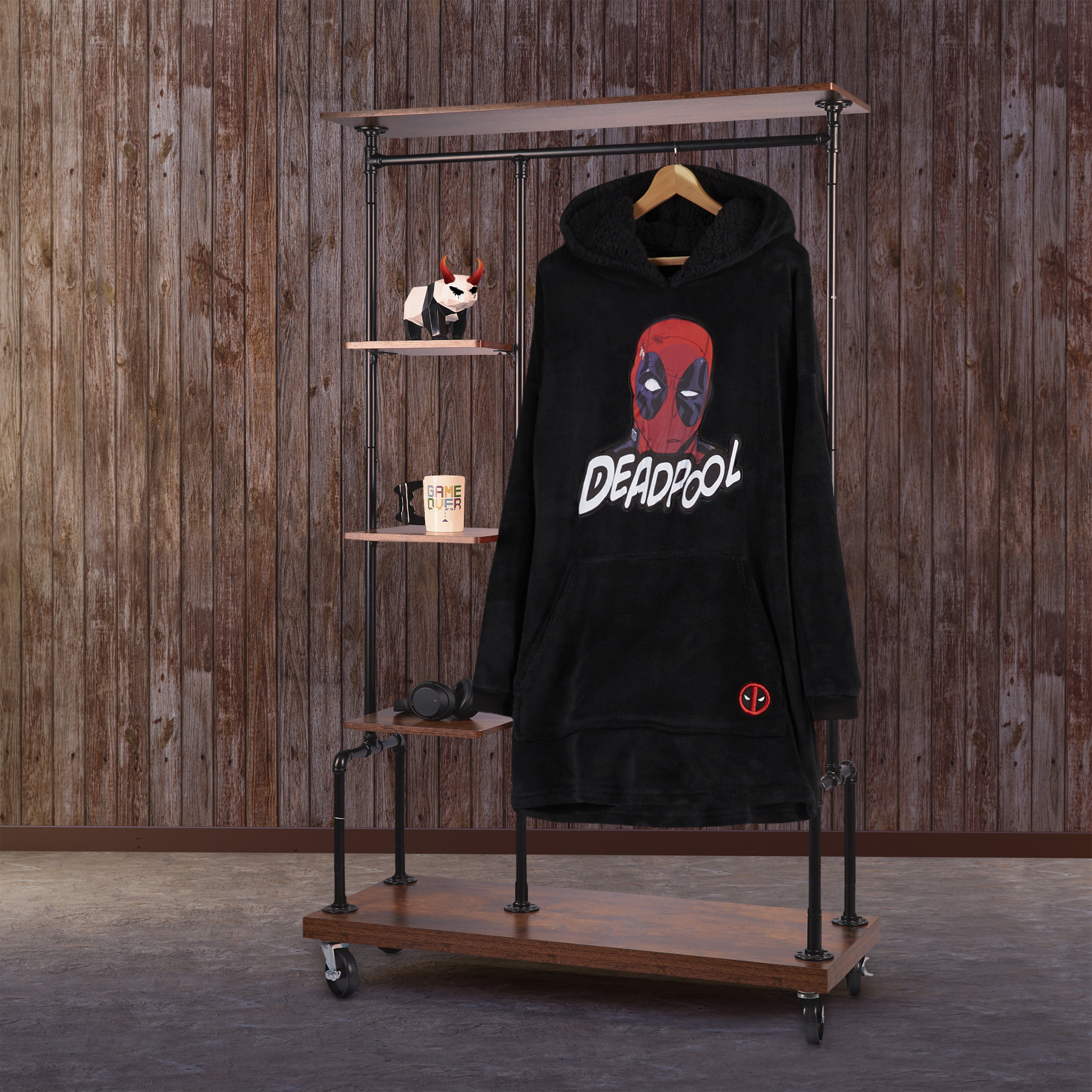 marvel-deadpool-plaid-capuche-homme-oversize-rouge image 3