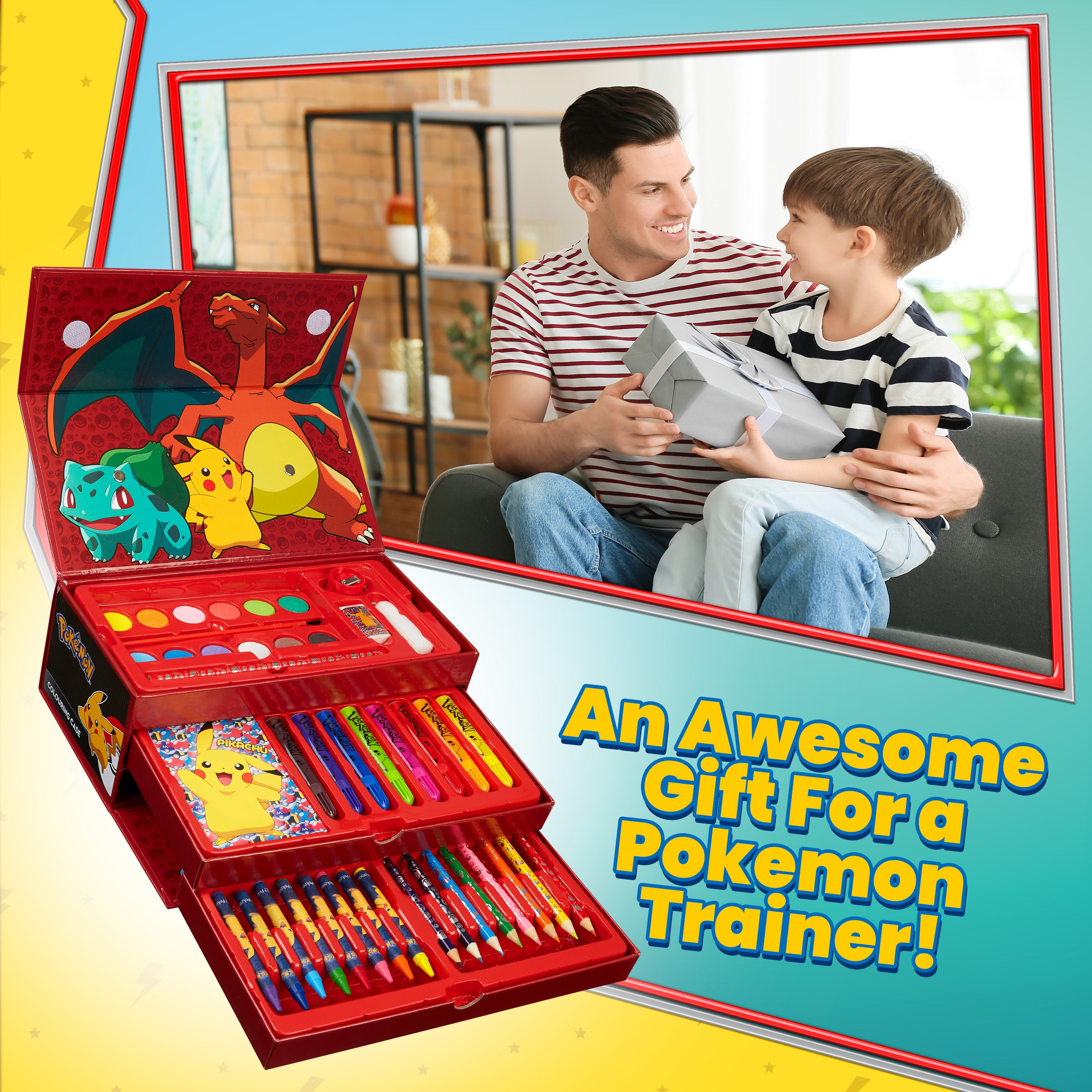 pok-mon-coffret-dessin-enfant-40-pi-ces-mallette-noir-rouge image 2