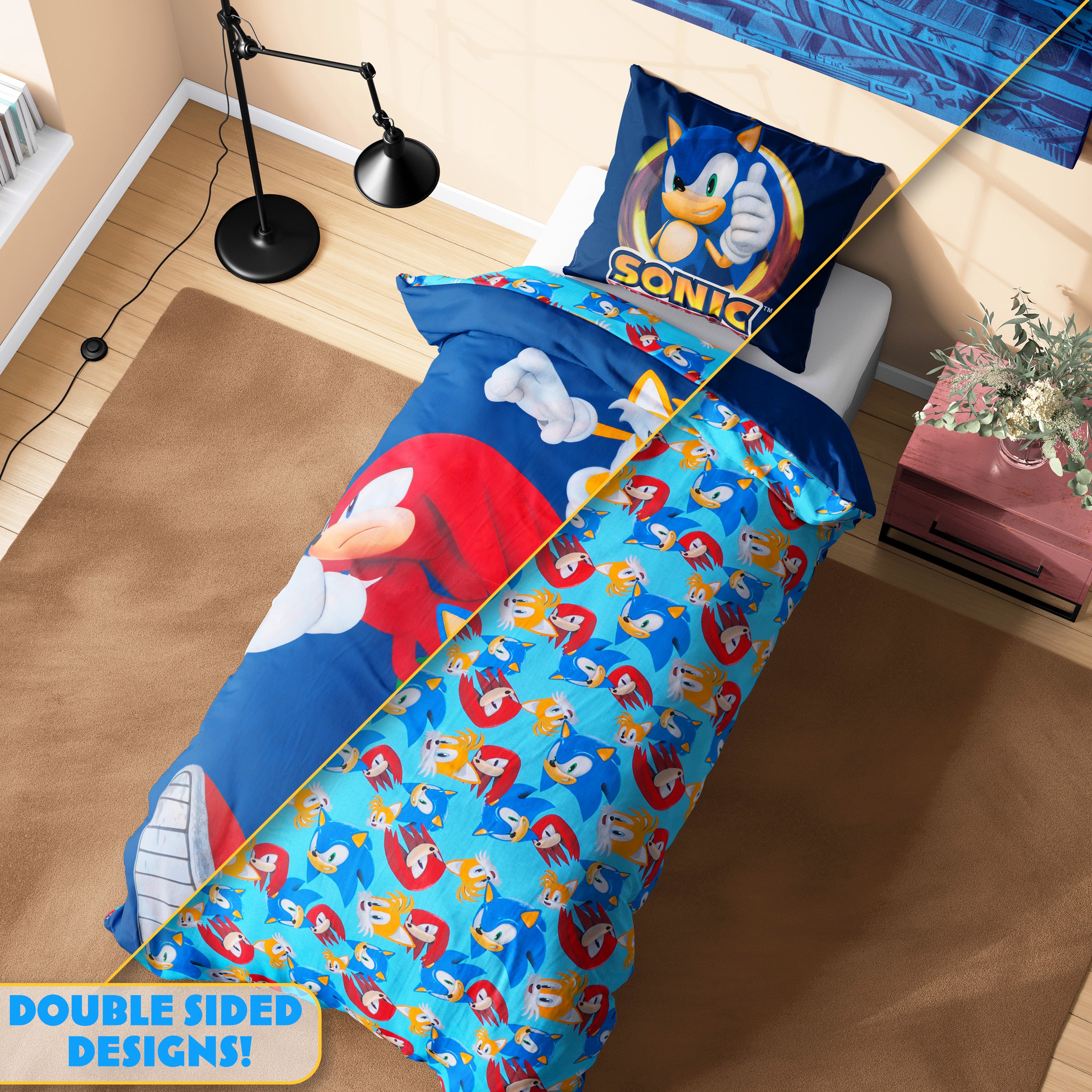 sonic-housse-de-couette-1-personne-taie-sonic-hedgehog image 4