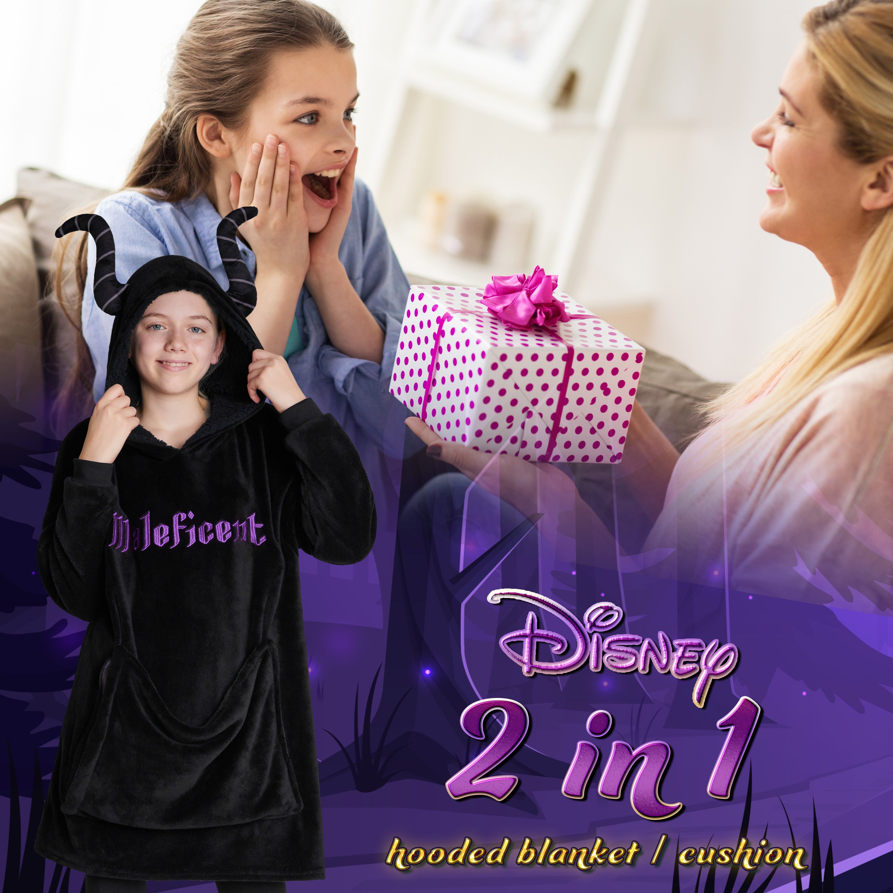 disney-mal-fique-sweat-plaid-enfant-oversize-polaire-2-en-1 image 3