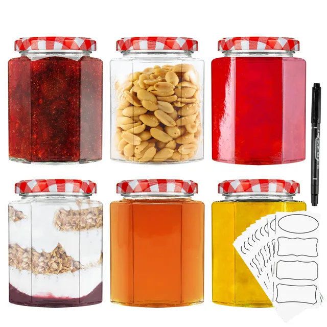 deco-express-bocaux-verre-confiture-rouge-lot-6-x-250-ml image 1