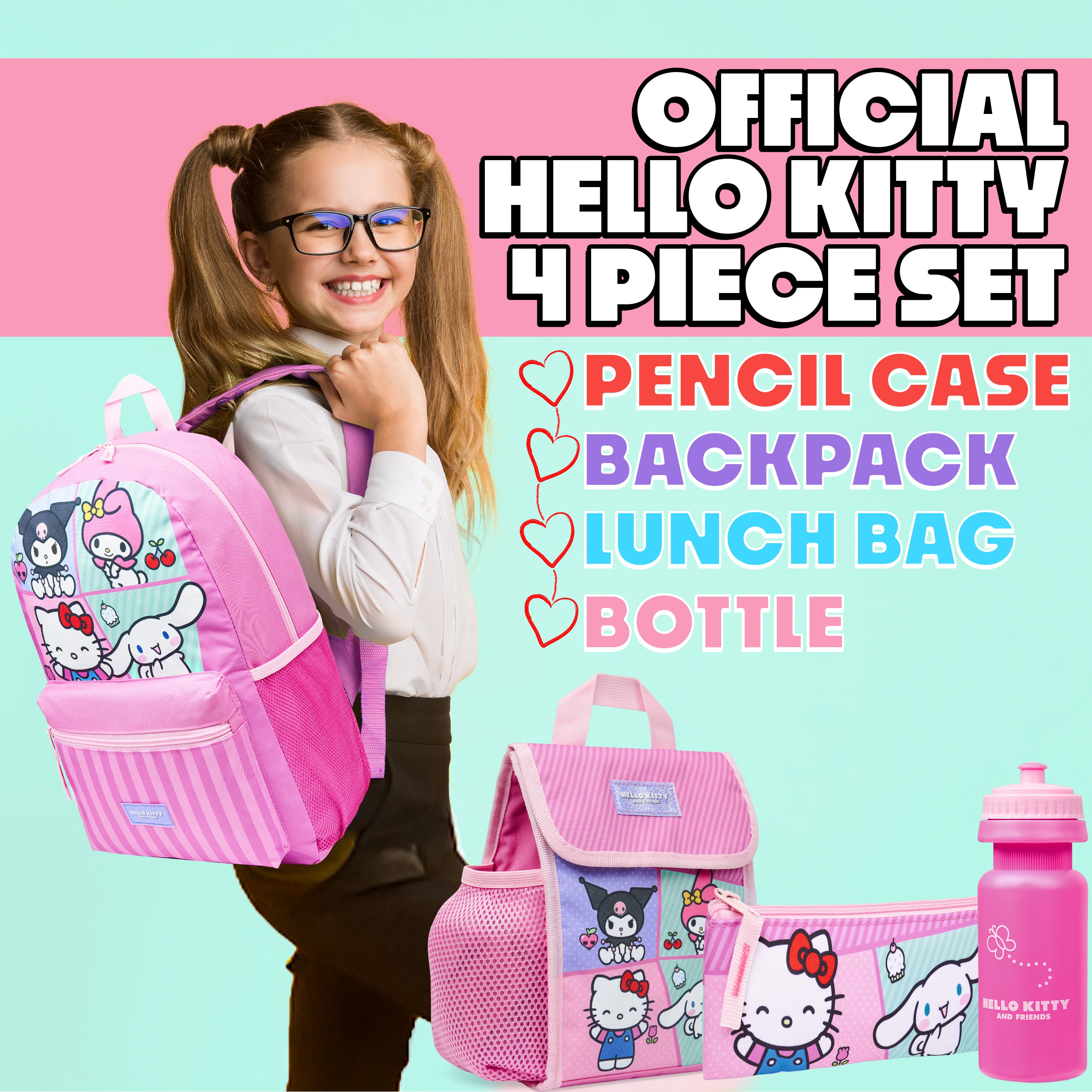 hello-kitty-sac-cole-fille-set-4-pi-ces-cartable-kawaii image 2