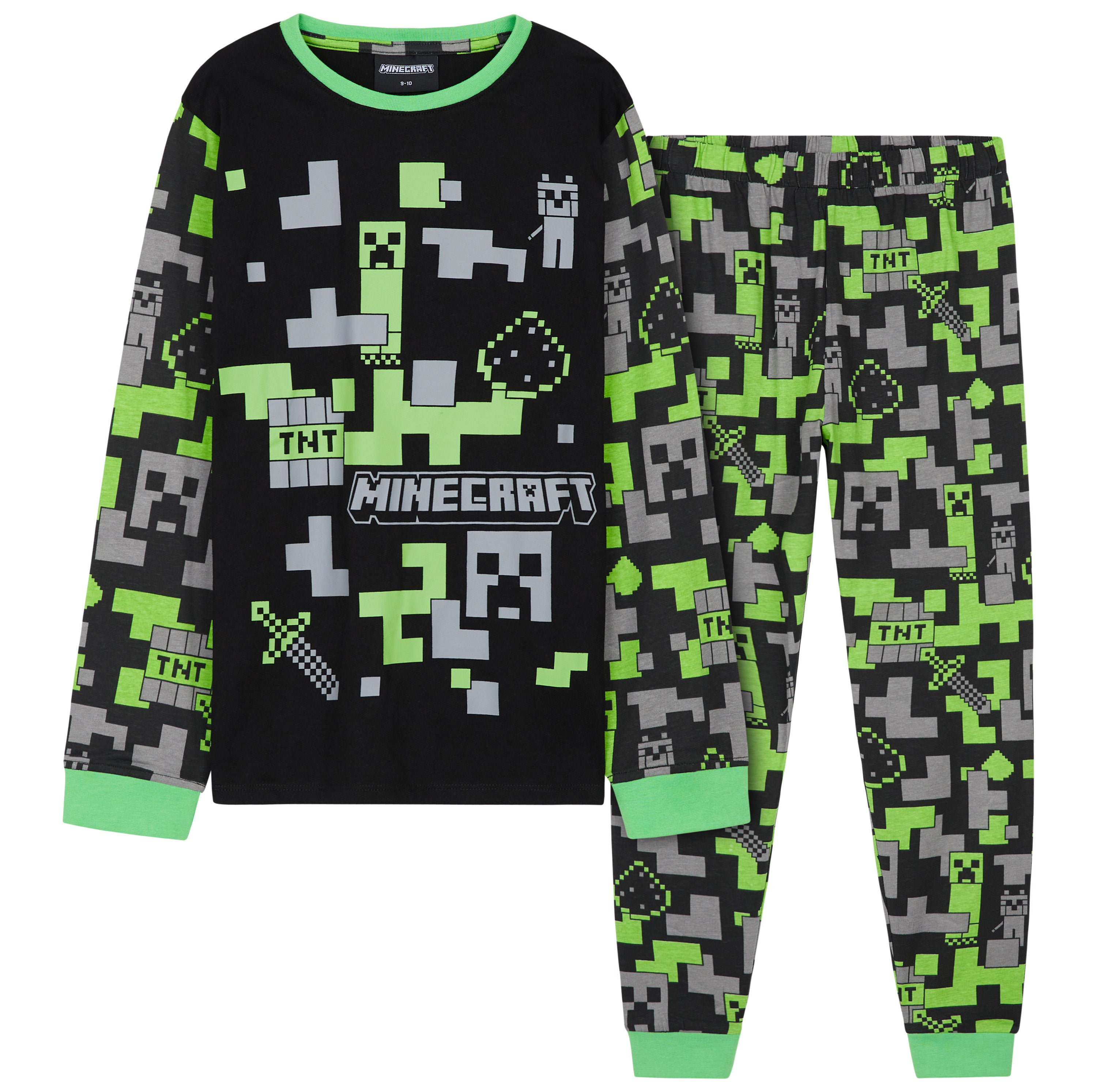 minecraft-pyjama-gar-on-long-coton-creeper-7-8-ans image 1