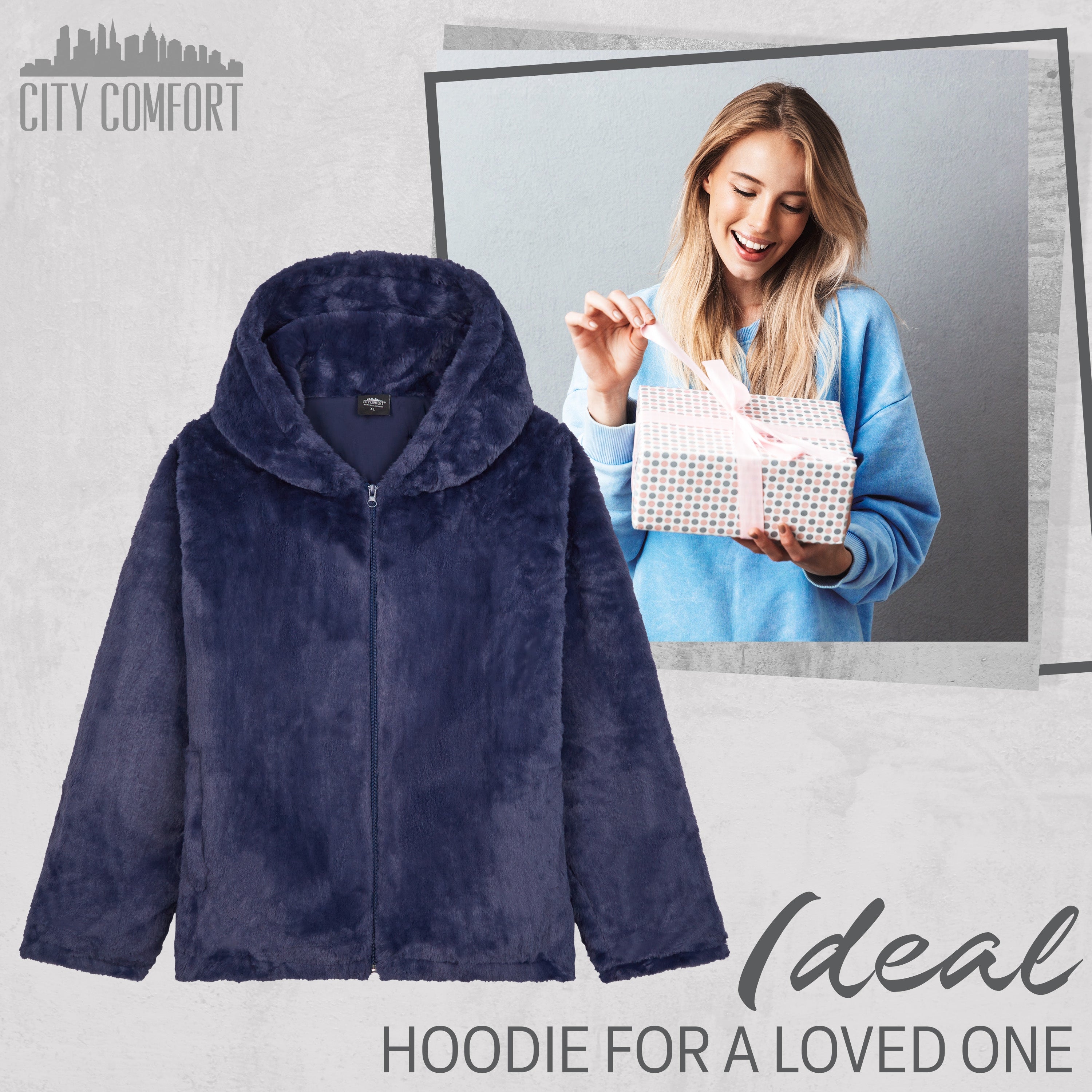 manteau-femme-fausses-fourrure-capuche-peluche-marine-noir image 3