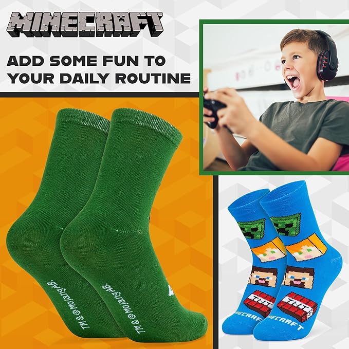 minecraft-chaussettes-gar-on-mi-mollet-lot-multipack image 5