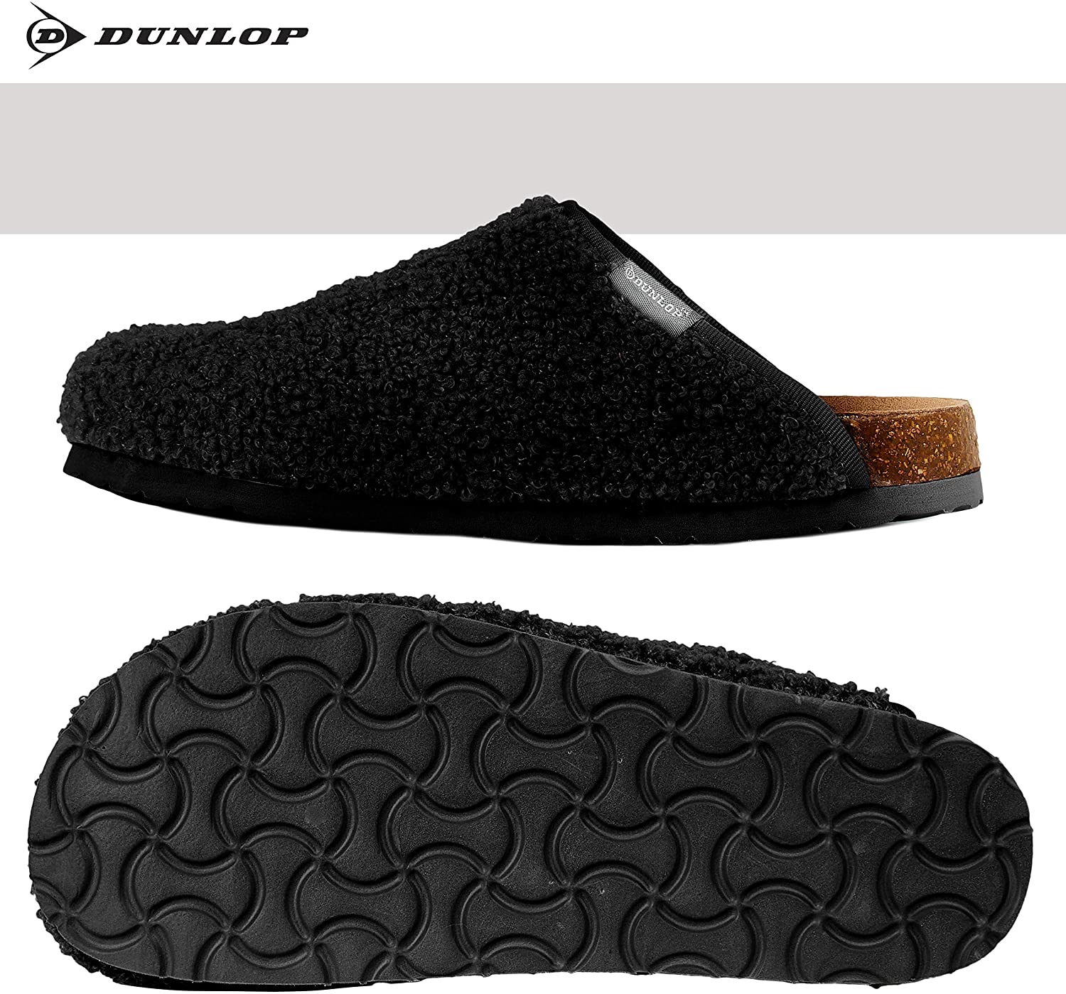 dunlop-mules-chaussons-femme-fourr-s-noirs-antid-rapants-38 image 6
