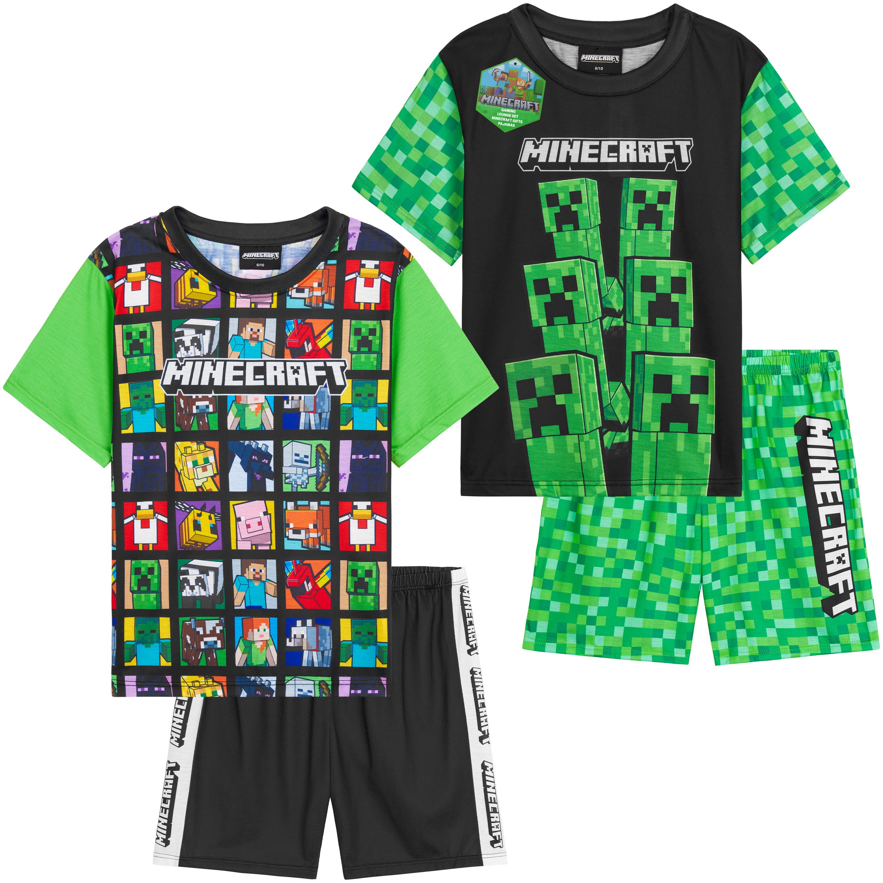 minecraft-pyjama-court-gar-on-manches-courtes-lot-respirant image 1