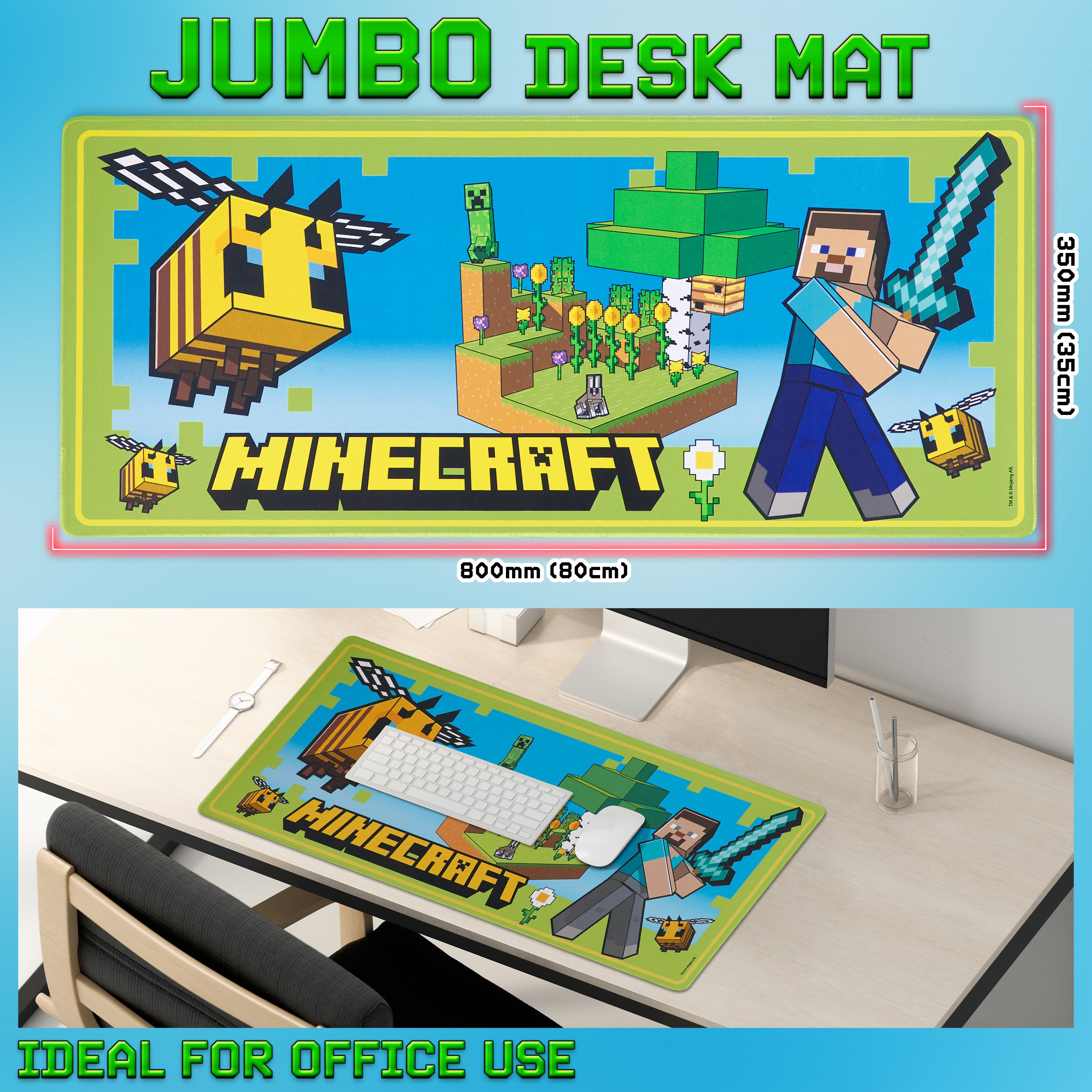 minecraft-tapis-de-bureau-gaming-vert-80x35cm image 3