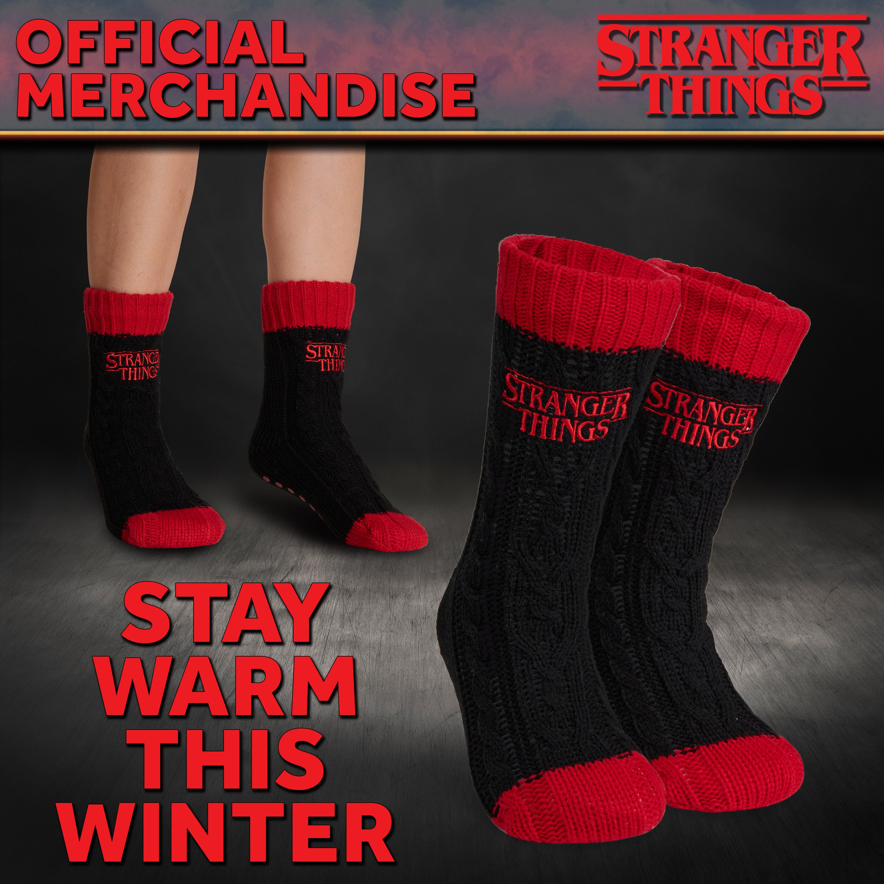 stranger-things-chaussettes-pilou-femme-antid-rapantes-noir image 3