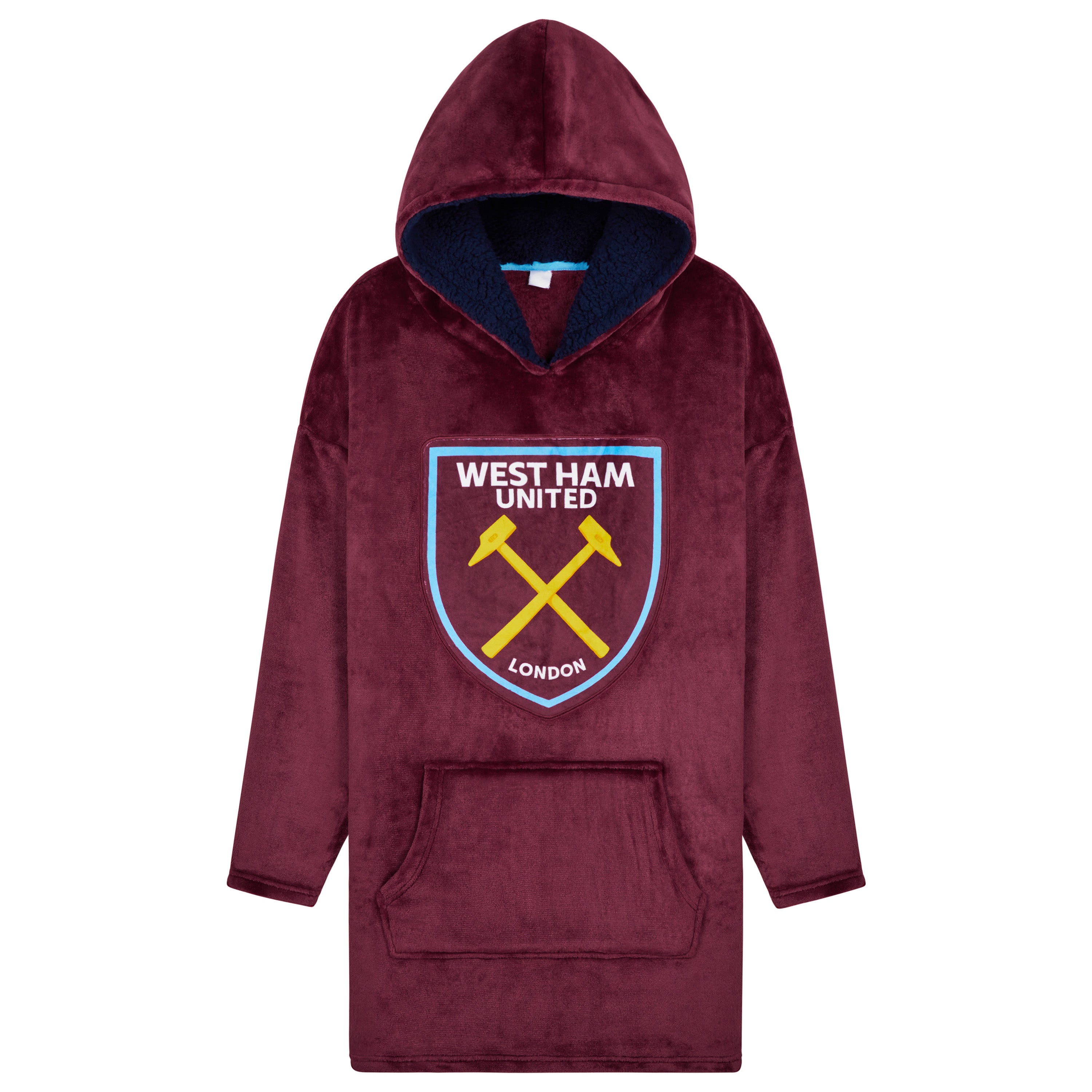 west-ham-plaid-hoodie-poncho-polaire-oversize-homme image 1