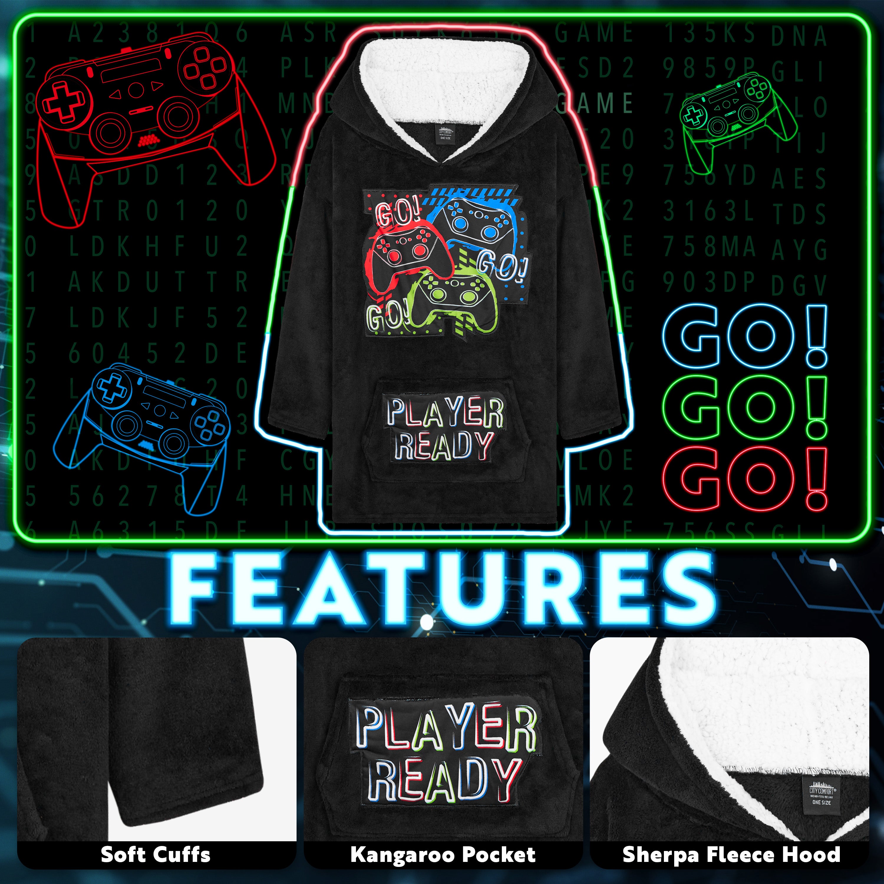 citycomfort-gamer-plaid-sweat-capuche-polaire-enfant-ado image 3