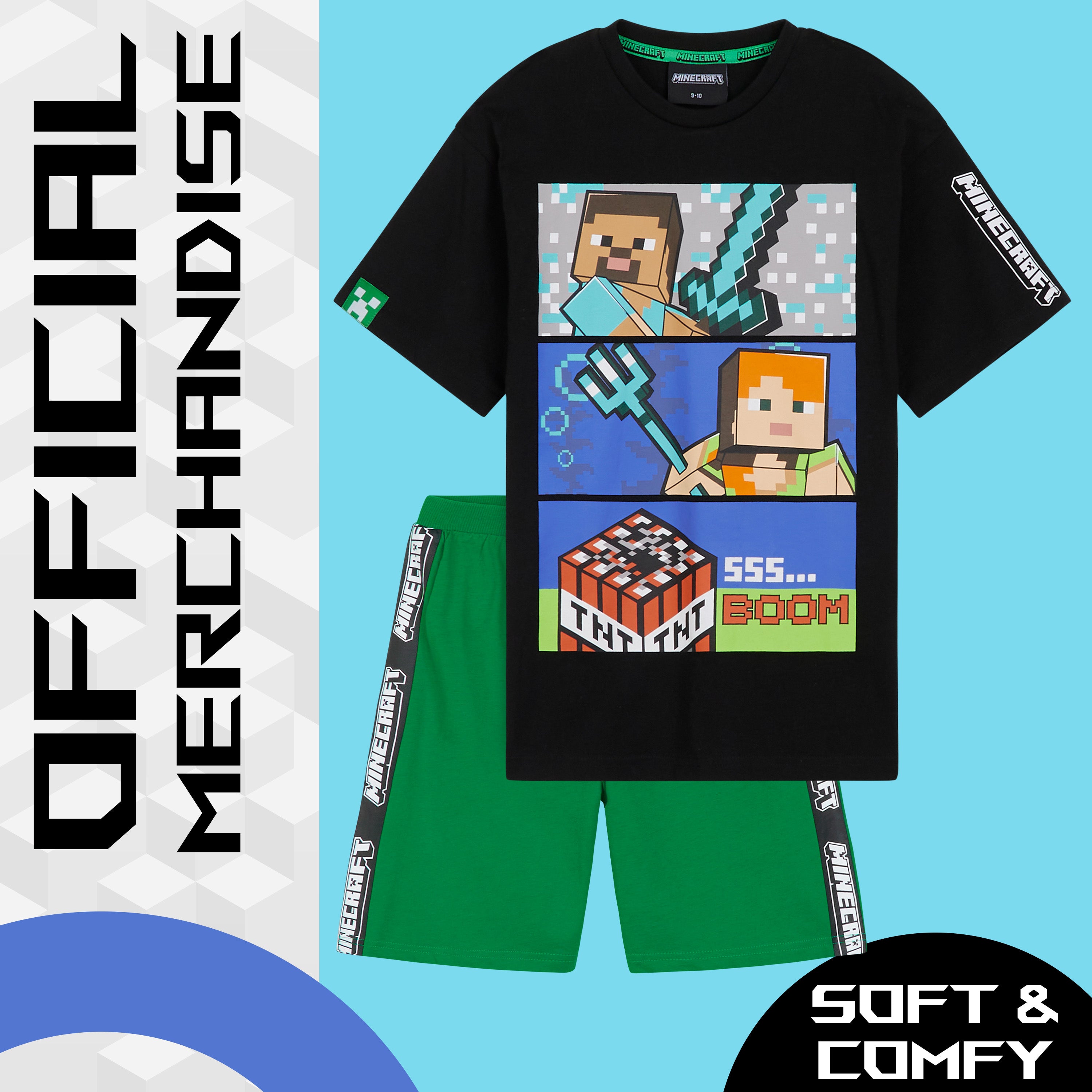 minecraft-pyjama-court-gar-on-coton-t-shirt-short-gamer image 5
