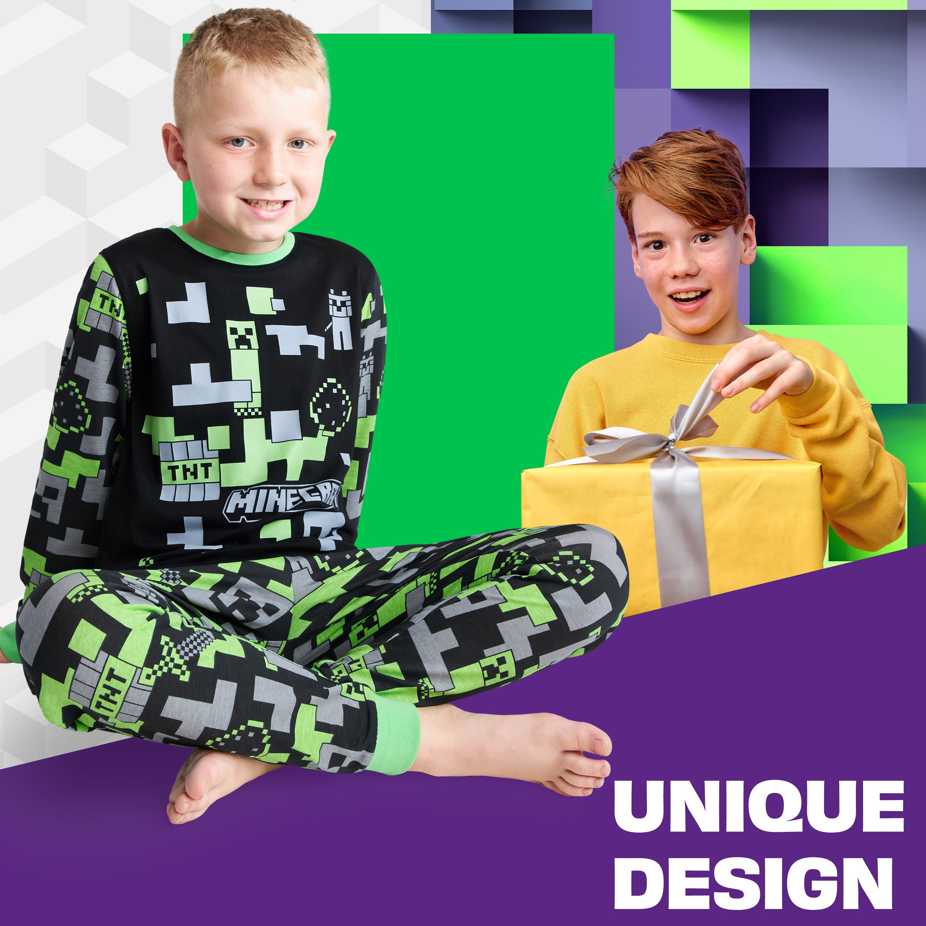 minecraft-pyjama-gar-on-long-coton-creeper-7-8-ans image 2