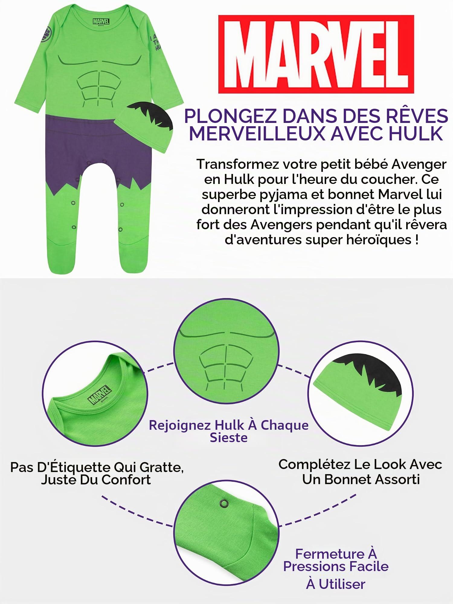 marvel-hulk-body-b-b-coton-0-3-mois-avec-bonnet image 6