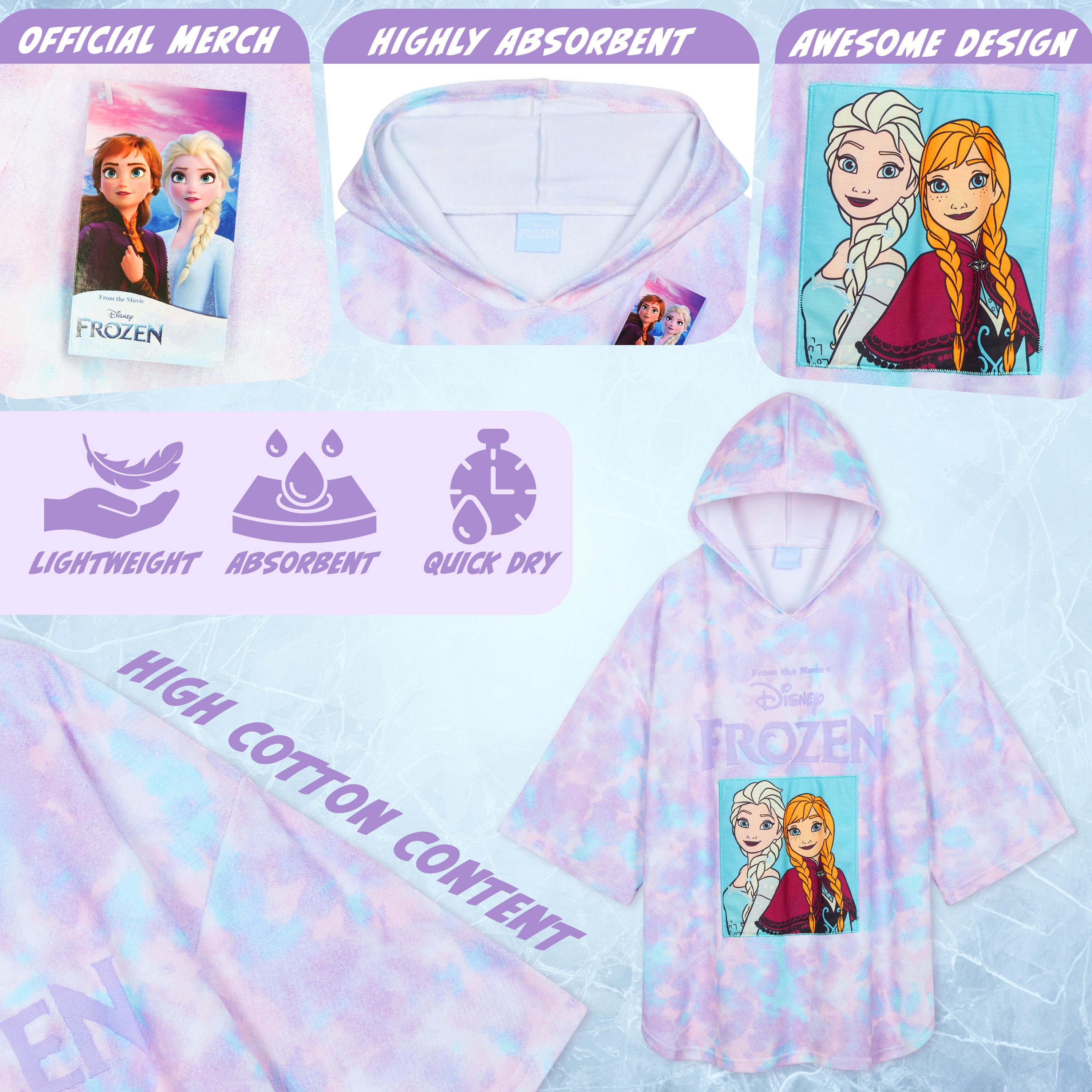disney-frozen-serviette-poncho-capuche-enfant-5-9-ans image 4
