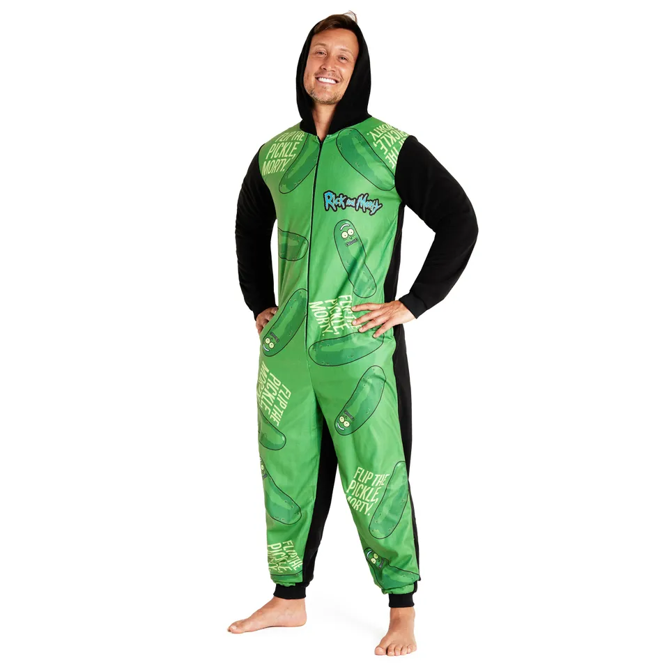 rick-and-morty-combinaison-pyjama-polaire-noir-homme image 1