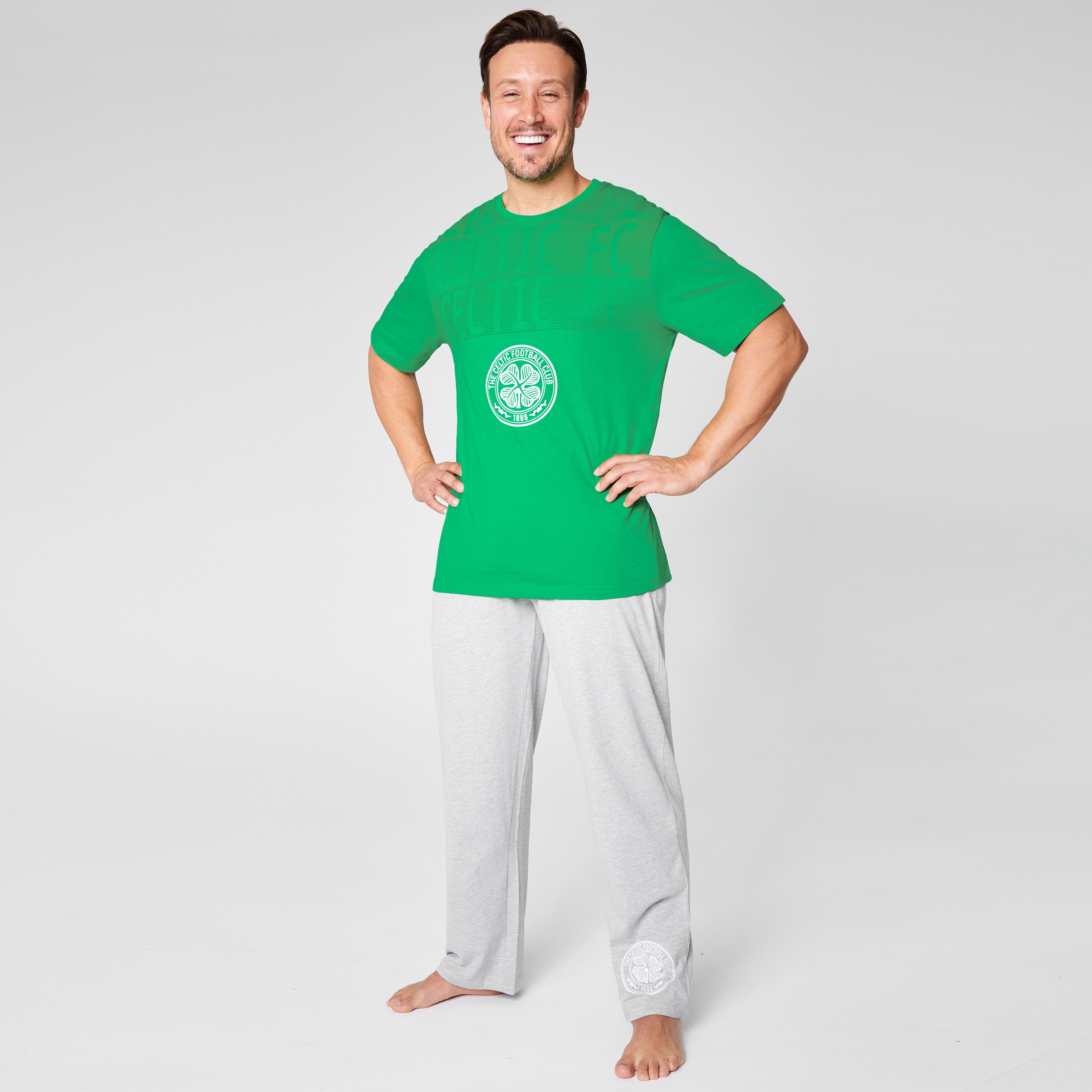 celtic-fc-pyjama-homme-coton-vert-gris-manches-courtes image 3