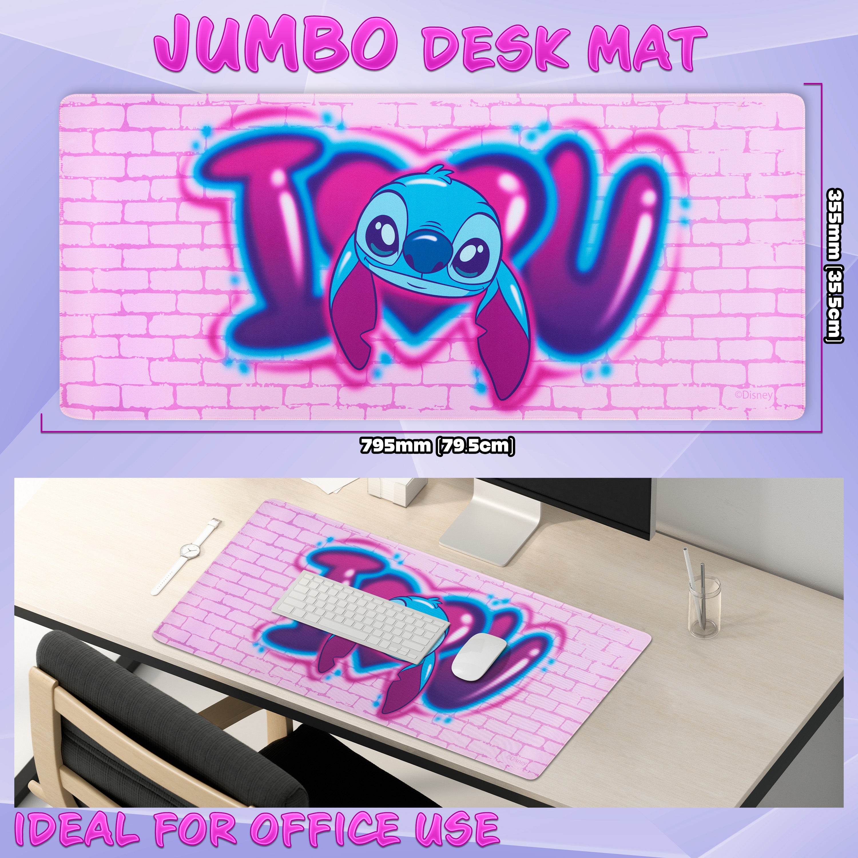 disney-stitch-tapis-de-bureau-rose-79-5x35-5-cm-antid-rapant image 3