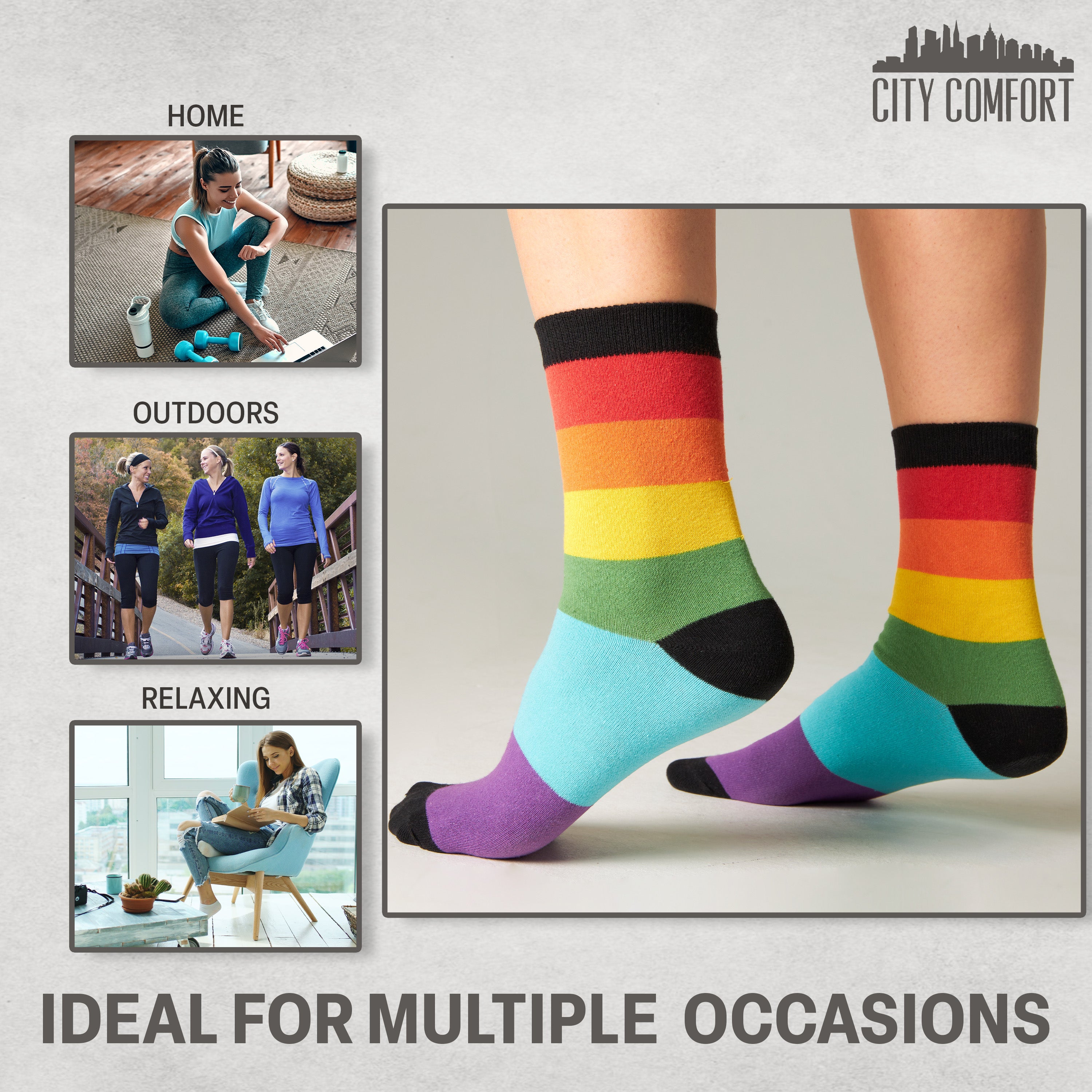 get-trend-citycomfort-chaussettes-femme-rainbow-lot-6-coton image 4