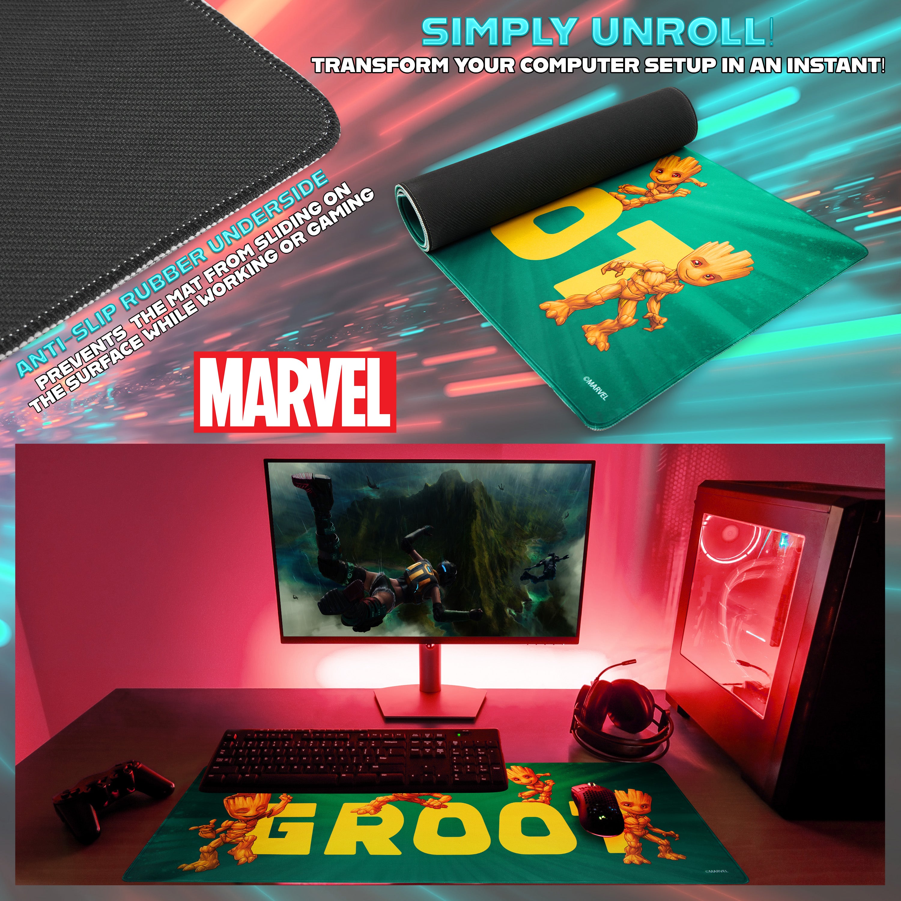 marvel-groot-tapis-souris-xxl-bureau-vert image 4