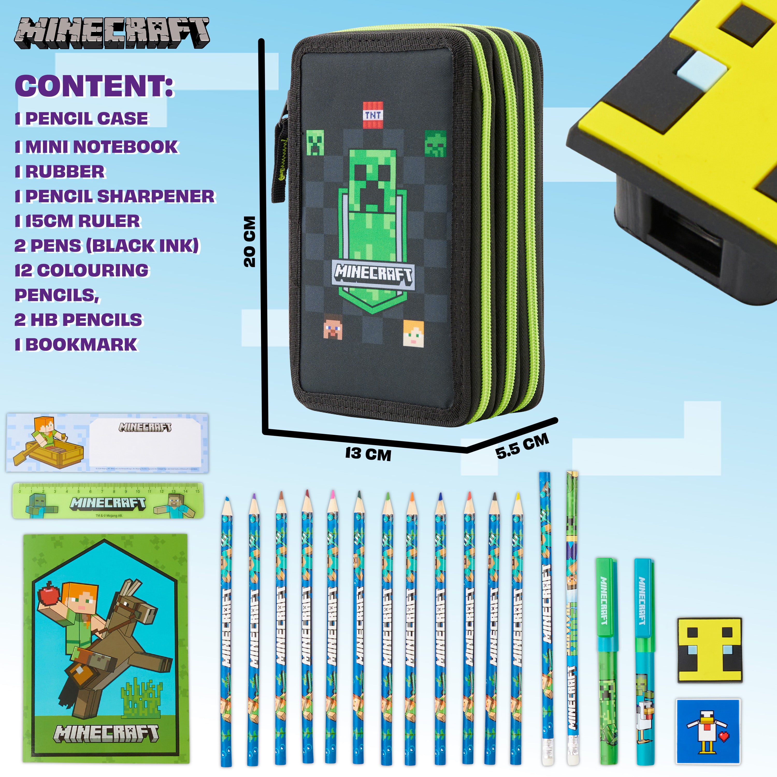 minecraft-trousse-garnie-enfant-black-aop-papeterie-incluse image 6