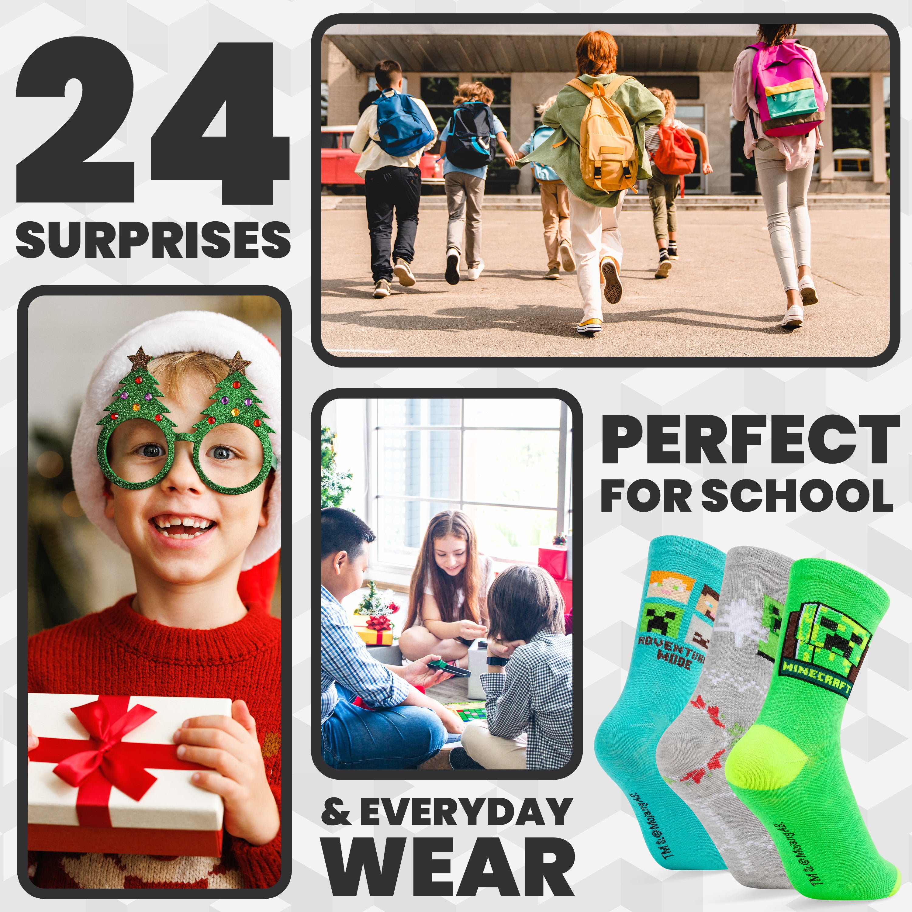 minecraft-calendrier-de-l-avent-chaussettes-2025-24-paires-gamer image 3