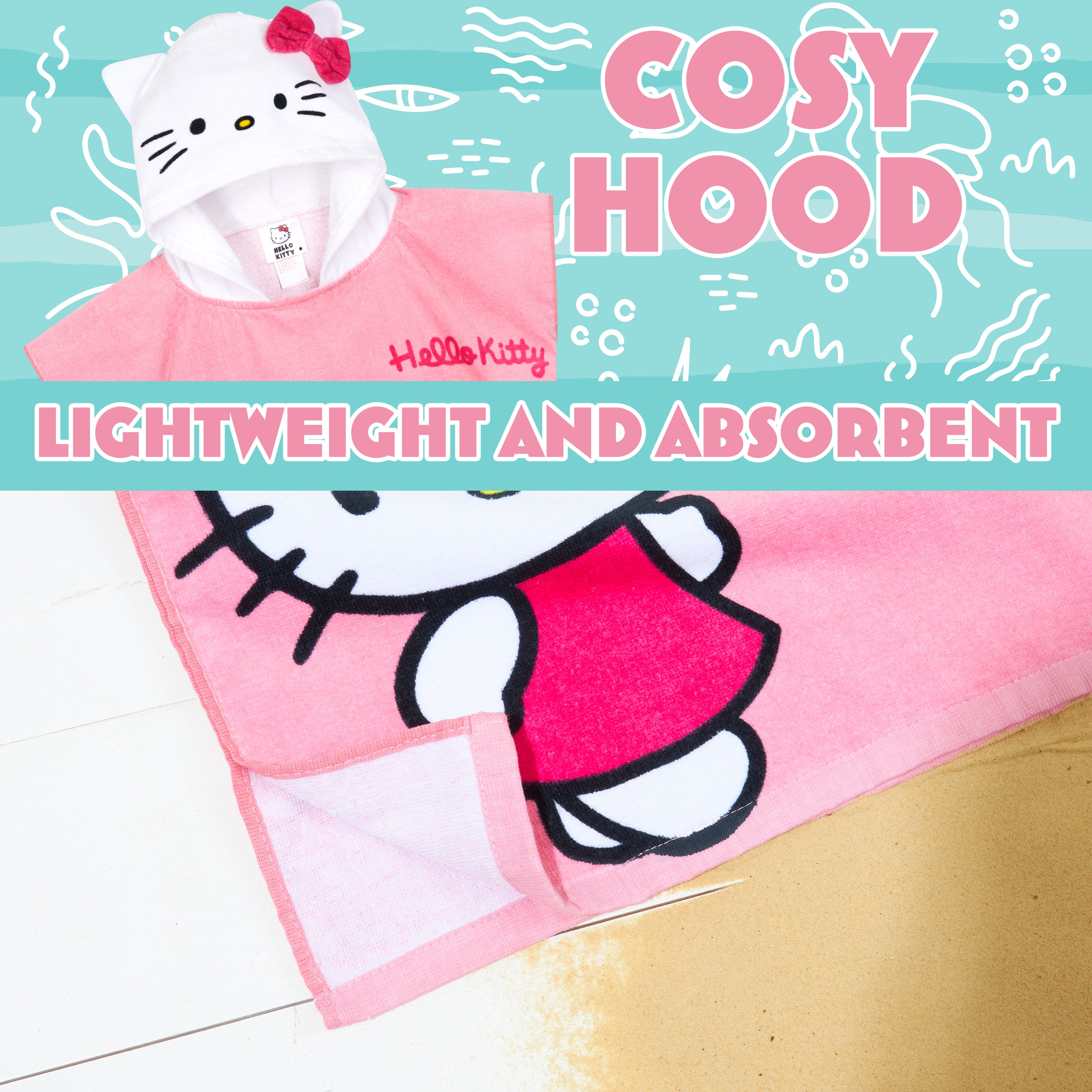 hello-kitty-poncho-serviette-capuche-enfant-rose-absorbant image 4