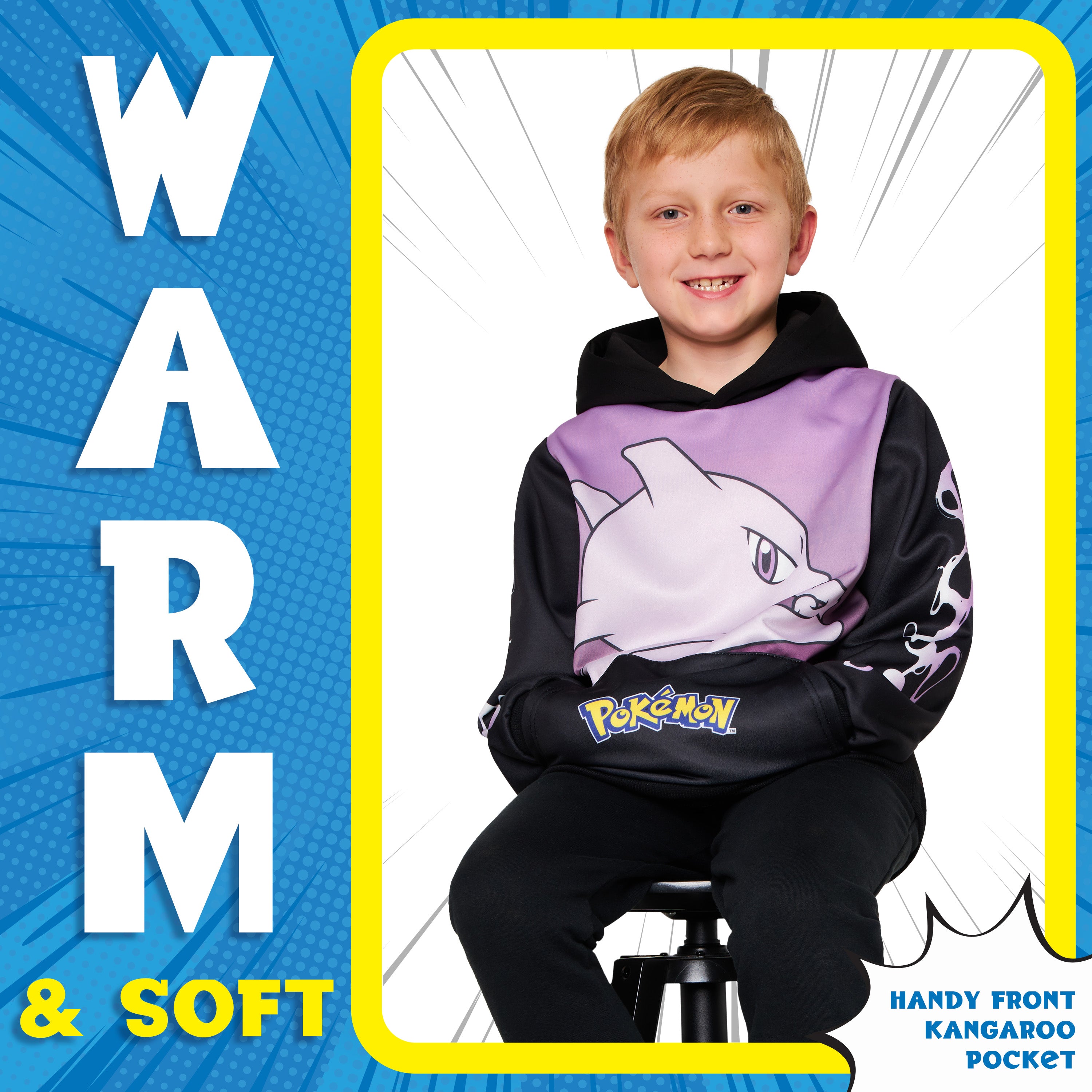 pok-mon-sweat-capuche-enfant-mewtwo-noir-rose-poche-kangourou image 4