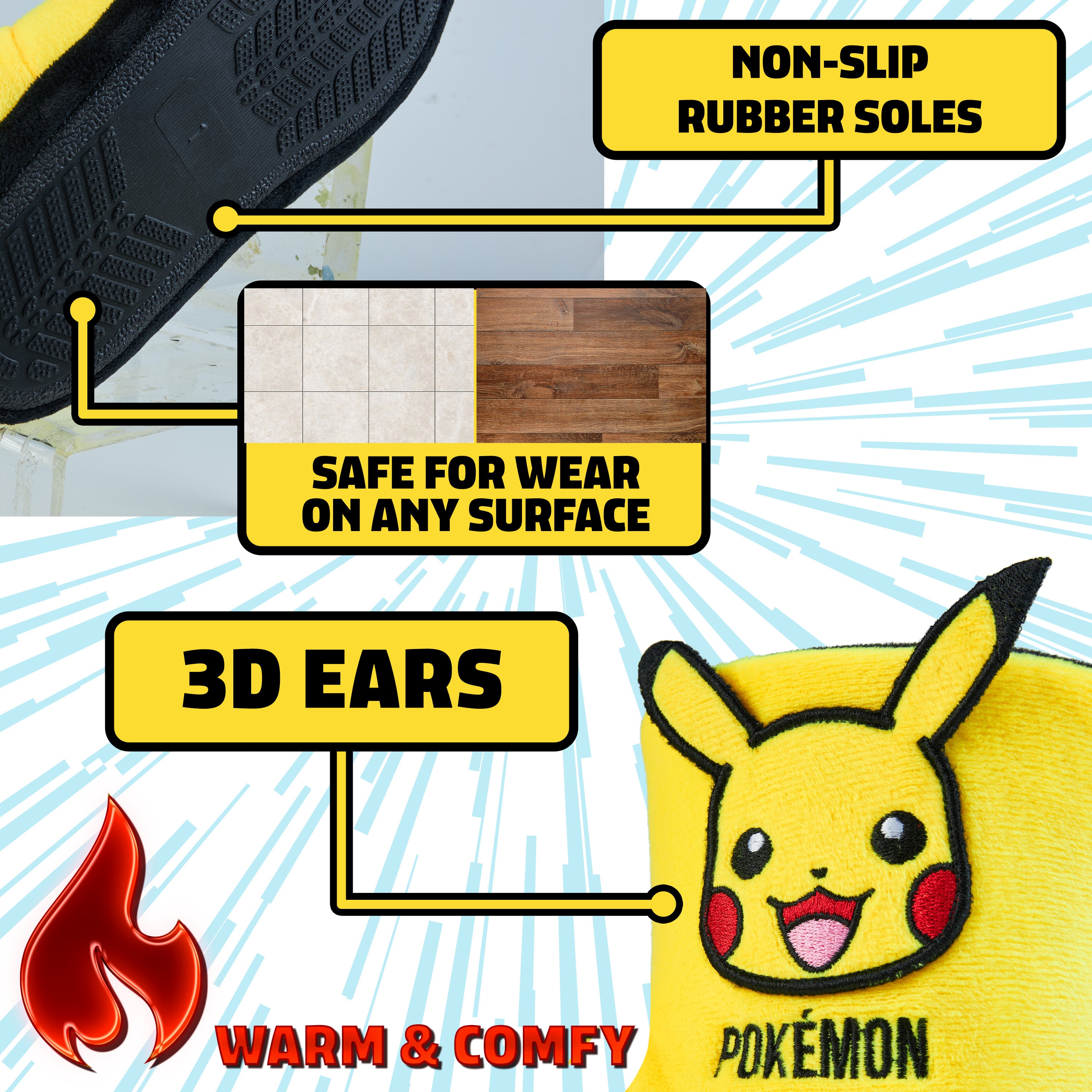 pok-mon-chaussons-enfant-pikachu-bulbizarre-doux-pointure-11-uk image 4