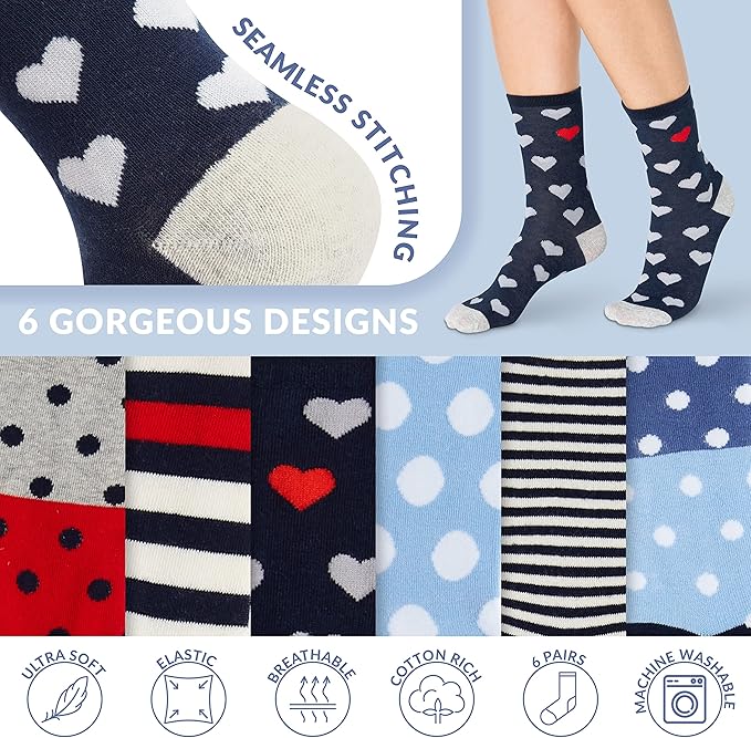 tom-franks-chaussettes-femme-coton-lot-6-paires-motifs image 3