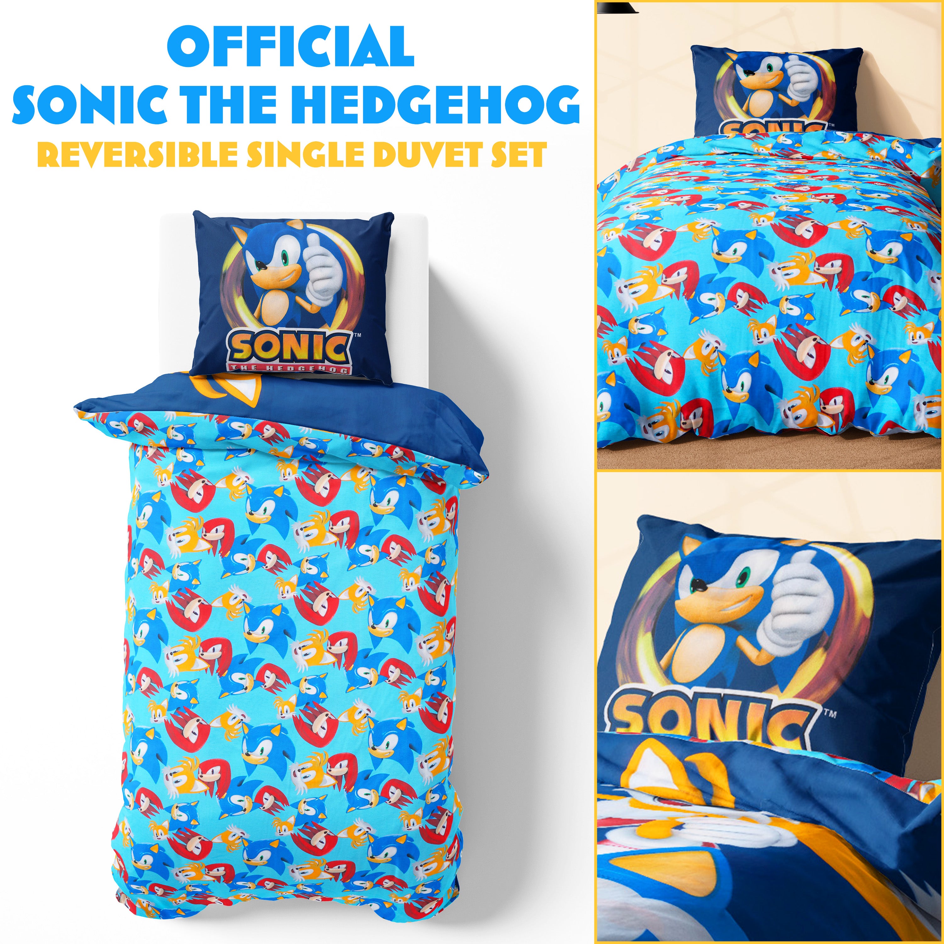 sonic-housse-de-couette-1-personne-taie-sonic-hedgehog image 2