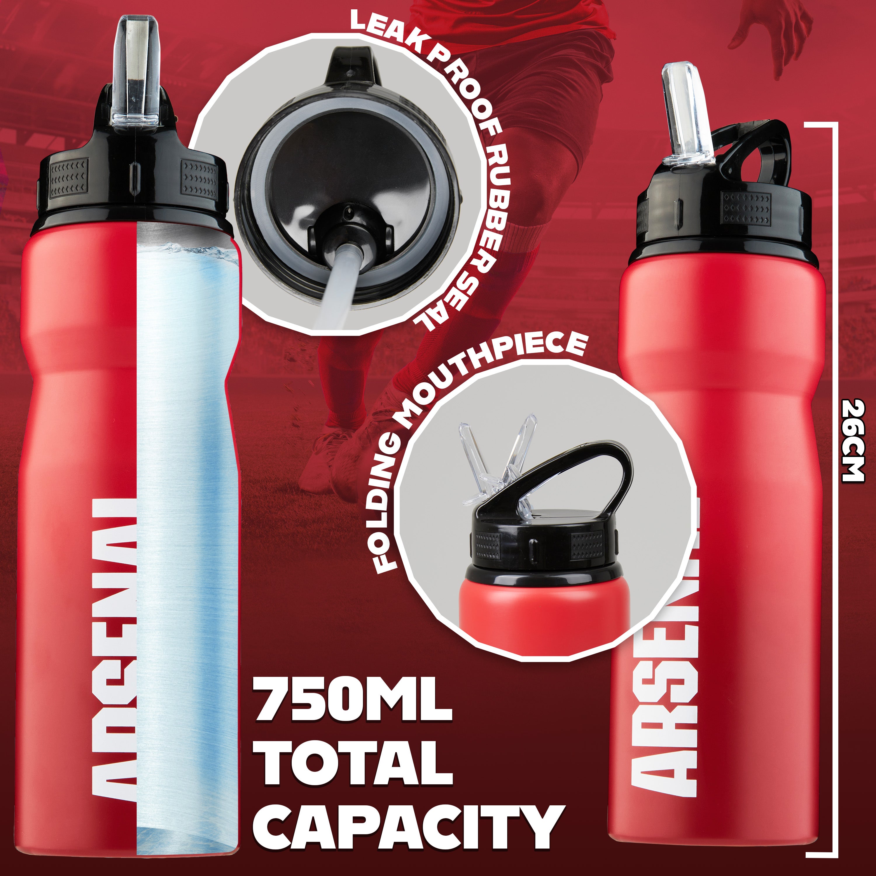 arsenal-gourde-metal-750ml-avec-paille-football-supporter image 6