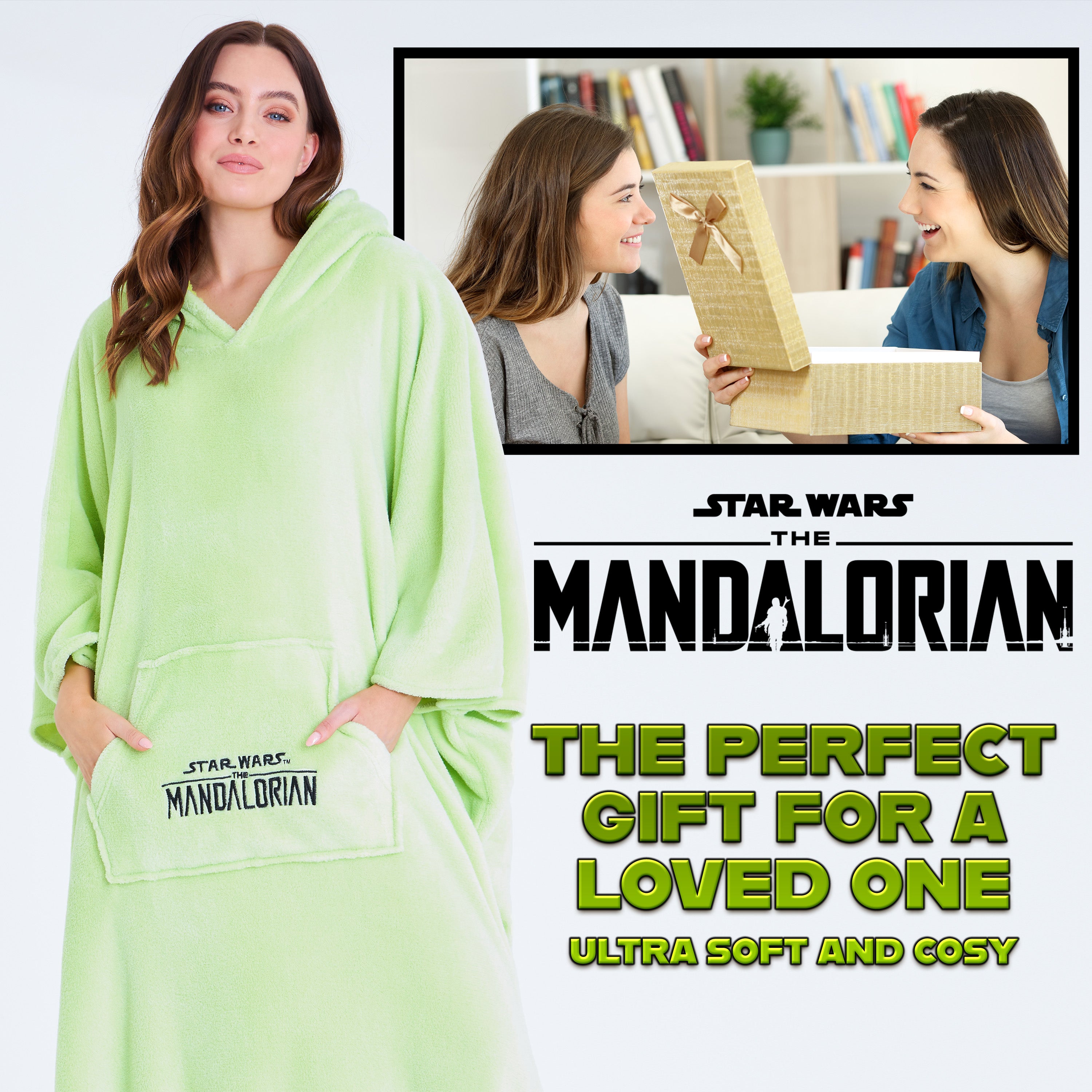 disney-mandalorian-plaid-sweat-adulte-grogu-vert-capuche-sherpa image 2