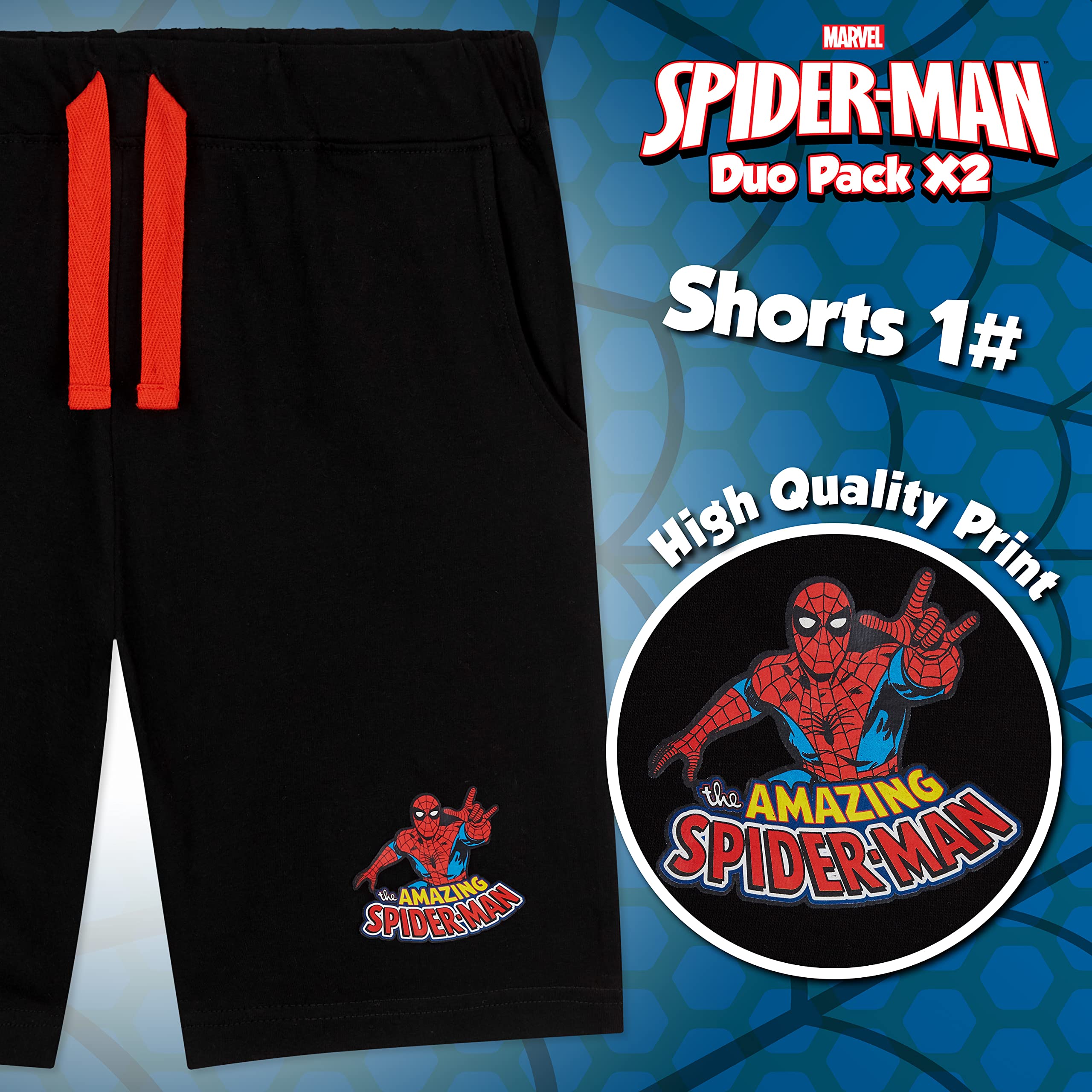 marvel-spider-man-short-gar-on-coton-lot-2-bermuda-poches-2-14-ans image 3