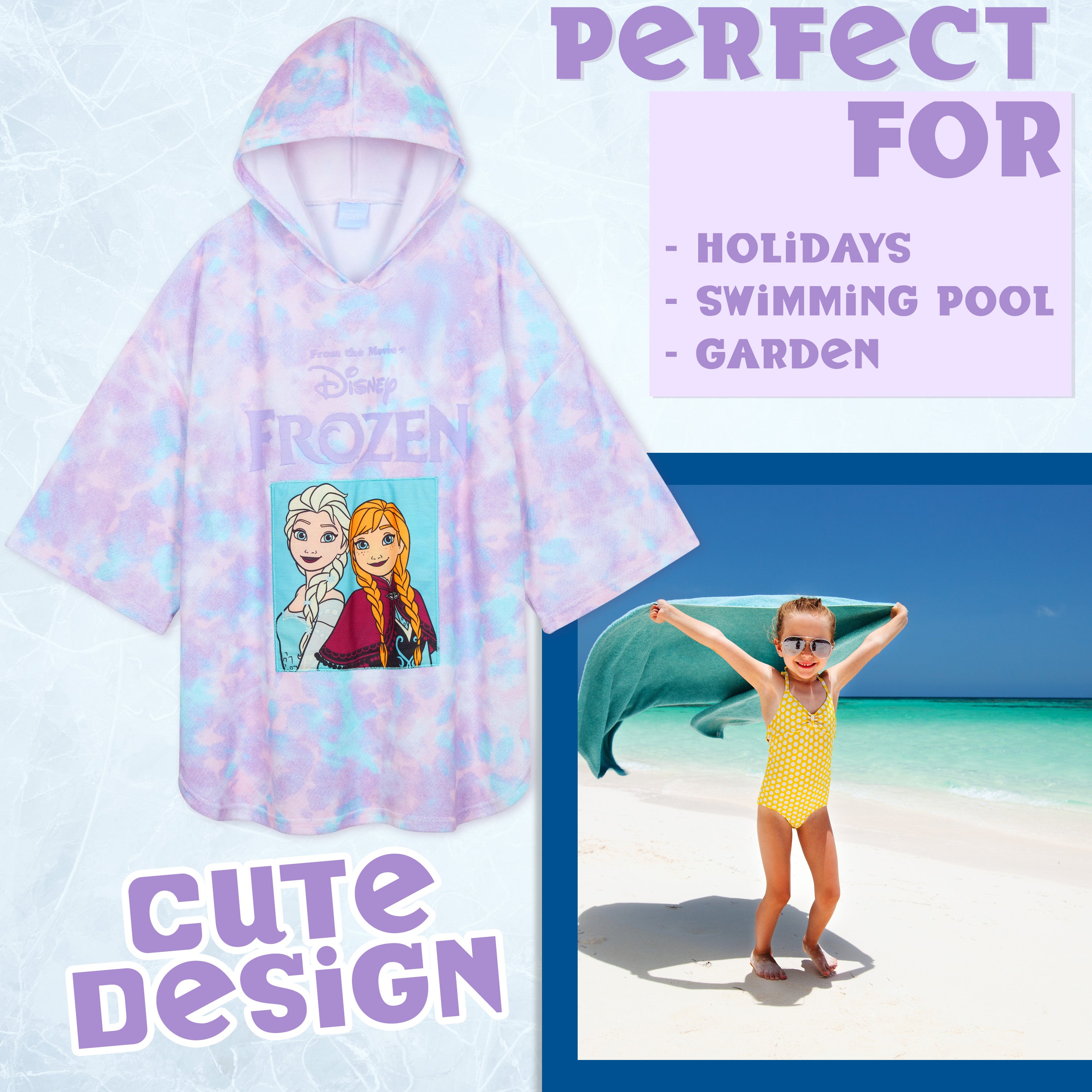 disney-frozen-serviette-poncho-capuche-enfant-5-9-ans image 2