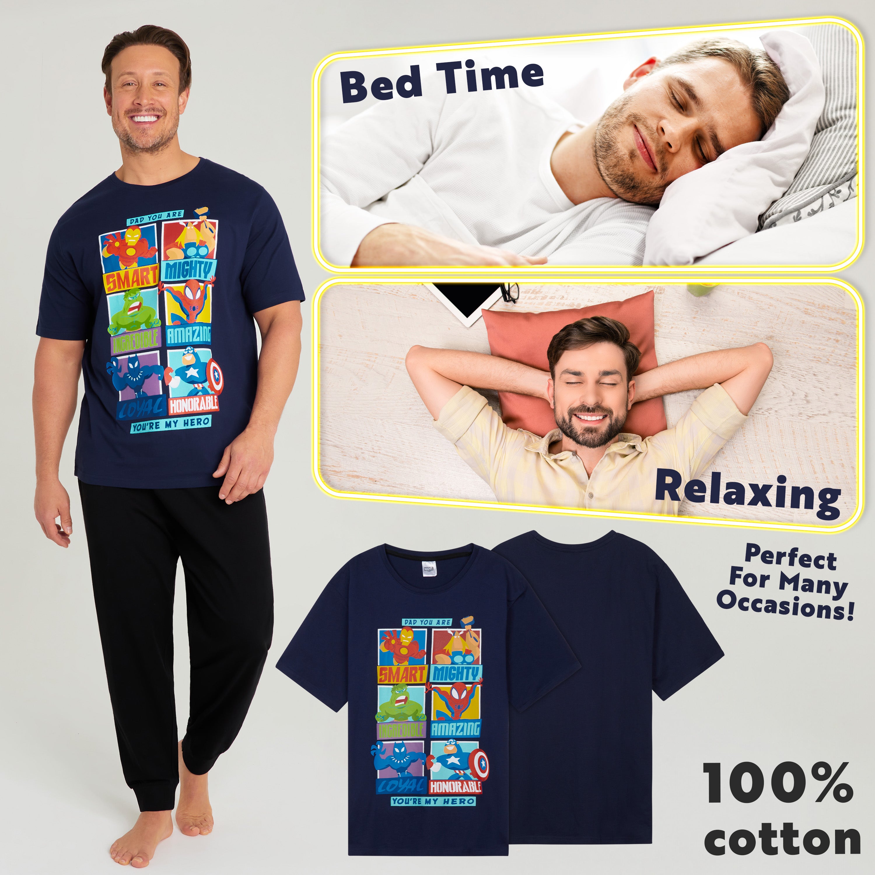 marvel-pyjama-homme-coton-2-pi-ces-t-shirt-pantalon image 4
